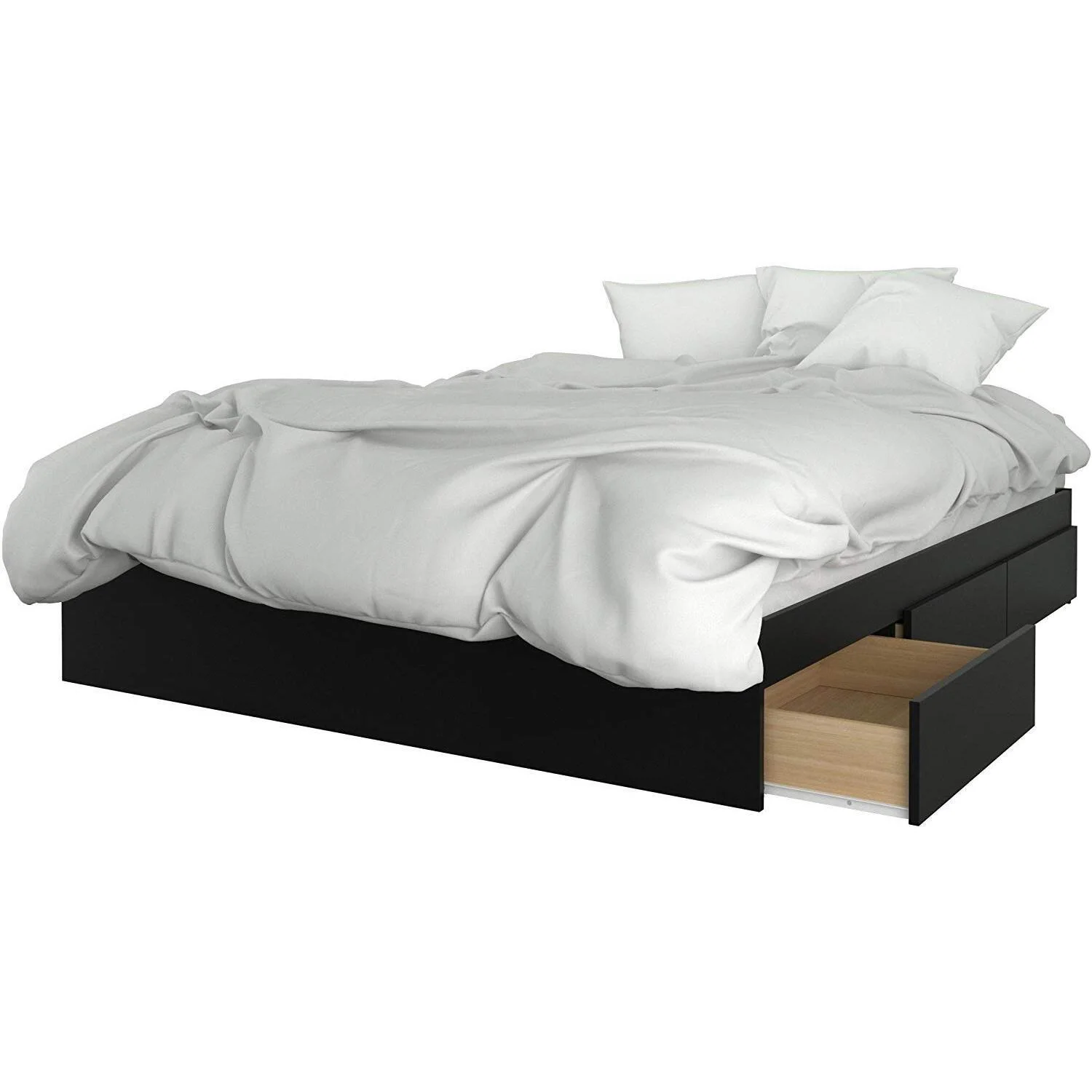 Homestock Antique Accents 376006 Queen Size Bed, 3-Drawer, Black