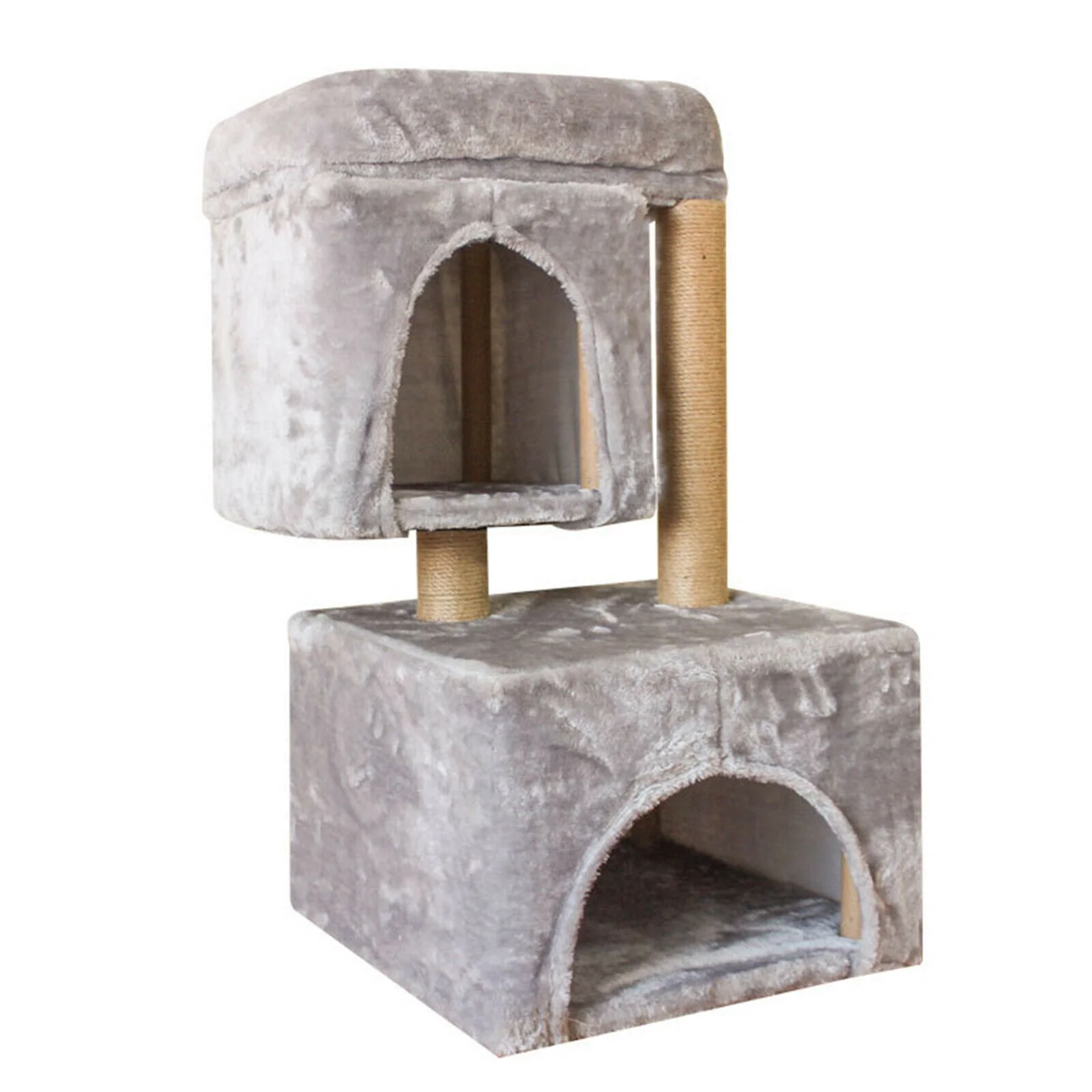 Cat Climbing Frame, Cat Tree Cat Tower Gray for Cat Double Cozy Plush Condos Scratching Post 28.3×15.7×15.7in,Grey