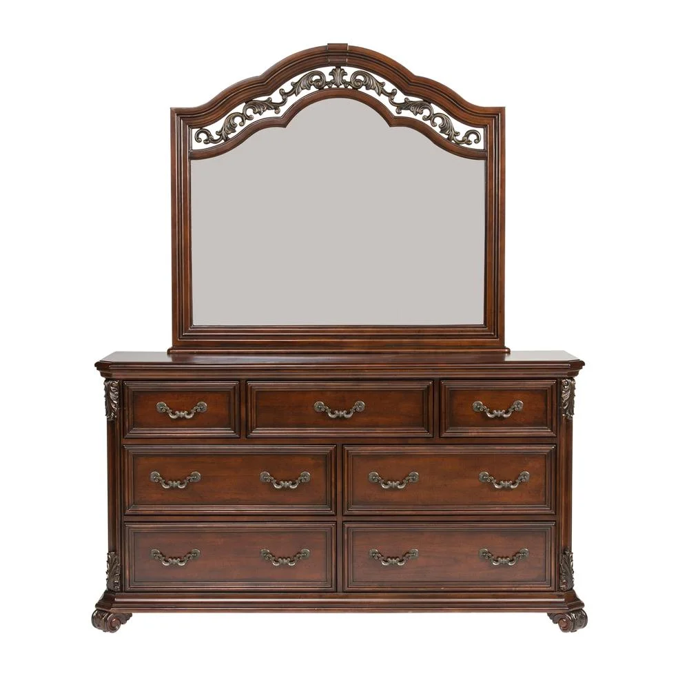 Liberty Furniture Messina Estates Dresser & Mirror, W68 x D19 x H83, Dark Brown