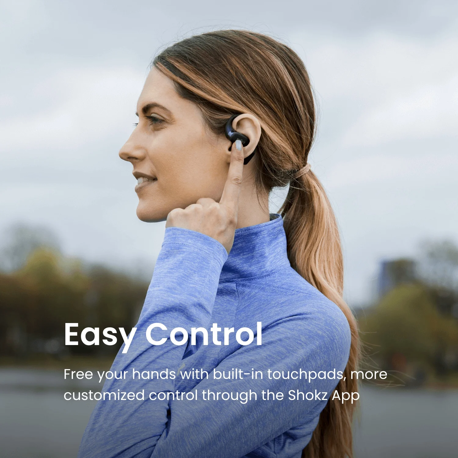 SHOKZ OpenFit - Open-Ear True Wireless Bluetooth Headphones with Microphone, Earbuds with Earhooks, Sweat Resistant, Fast Charging, 28HRS Playtime, Compatible with iPhone & Android