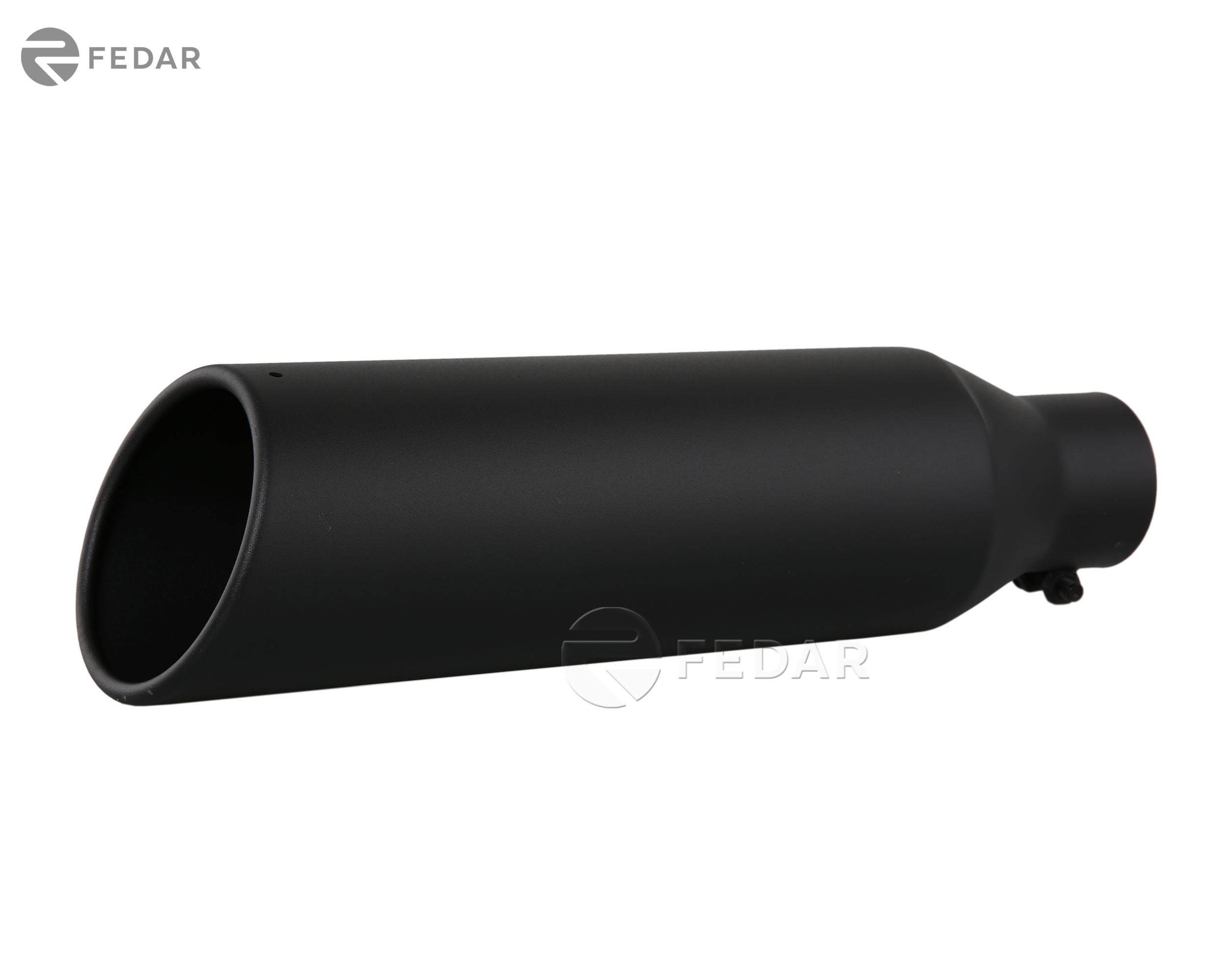 Fedar Black 2.5 Inlet 4 Outlet 15 Long Rolled End Angle Cut Truck Exhaust Tip Pipe