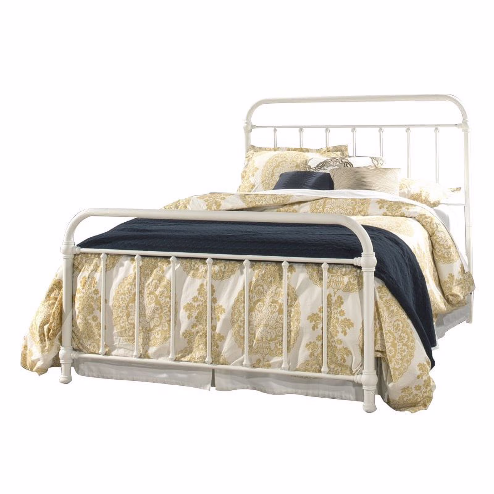 Bowery Hill Queen Metal Spindle Panel Bed in White