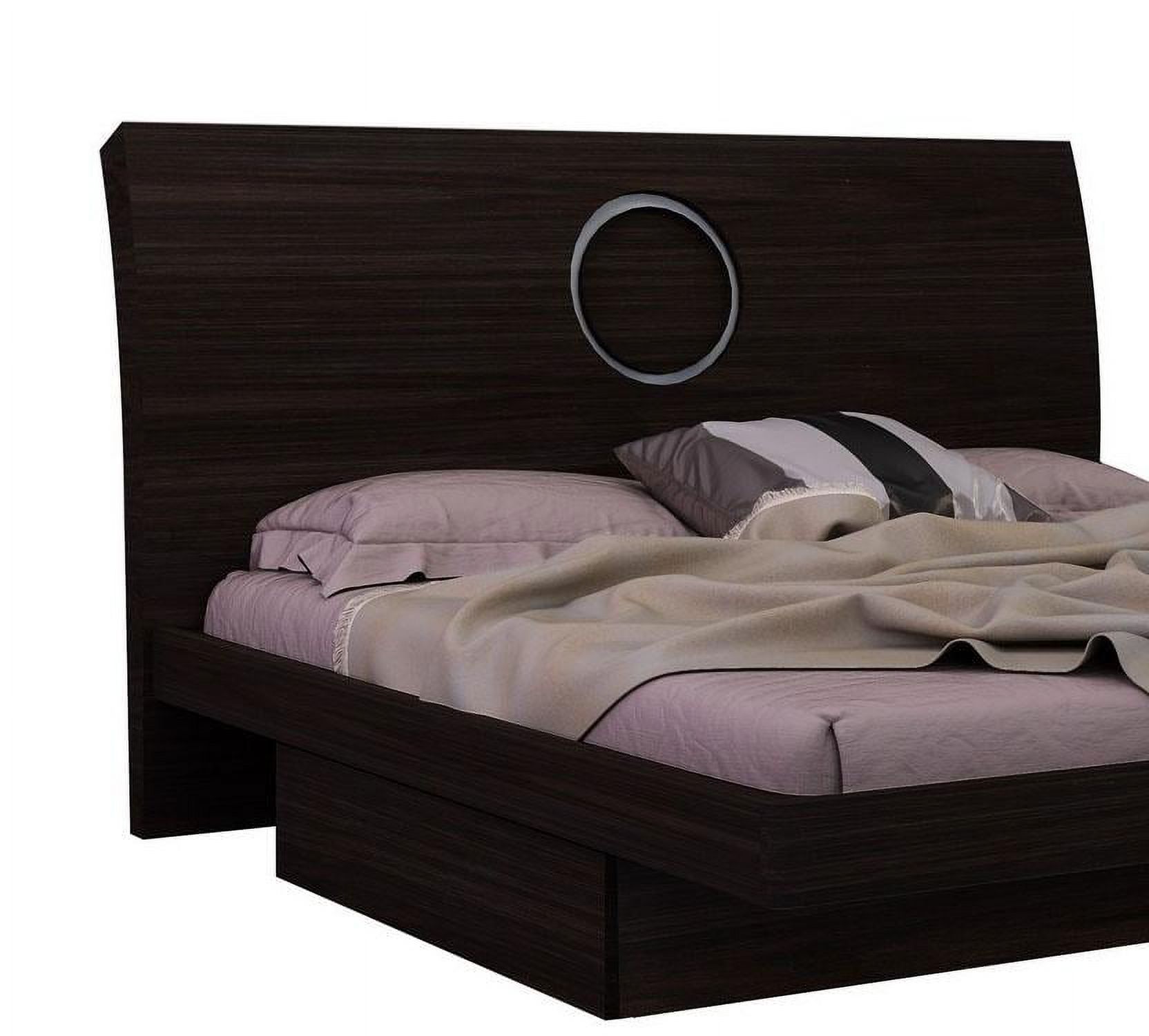 Wenge High Gloss Finish King Size Bed Modern Global United Monte Carlo