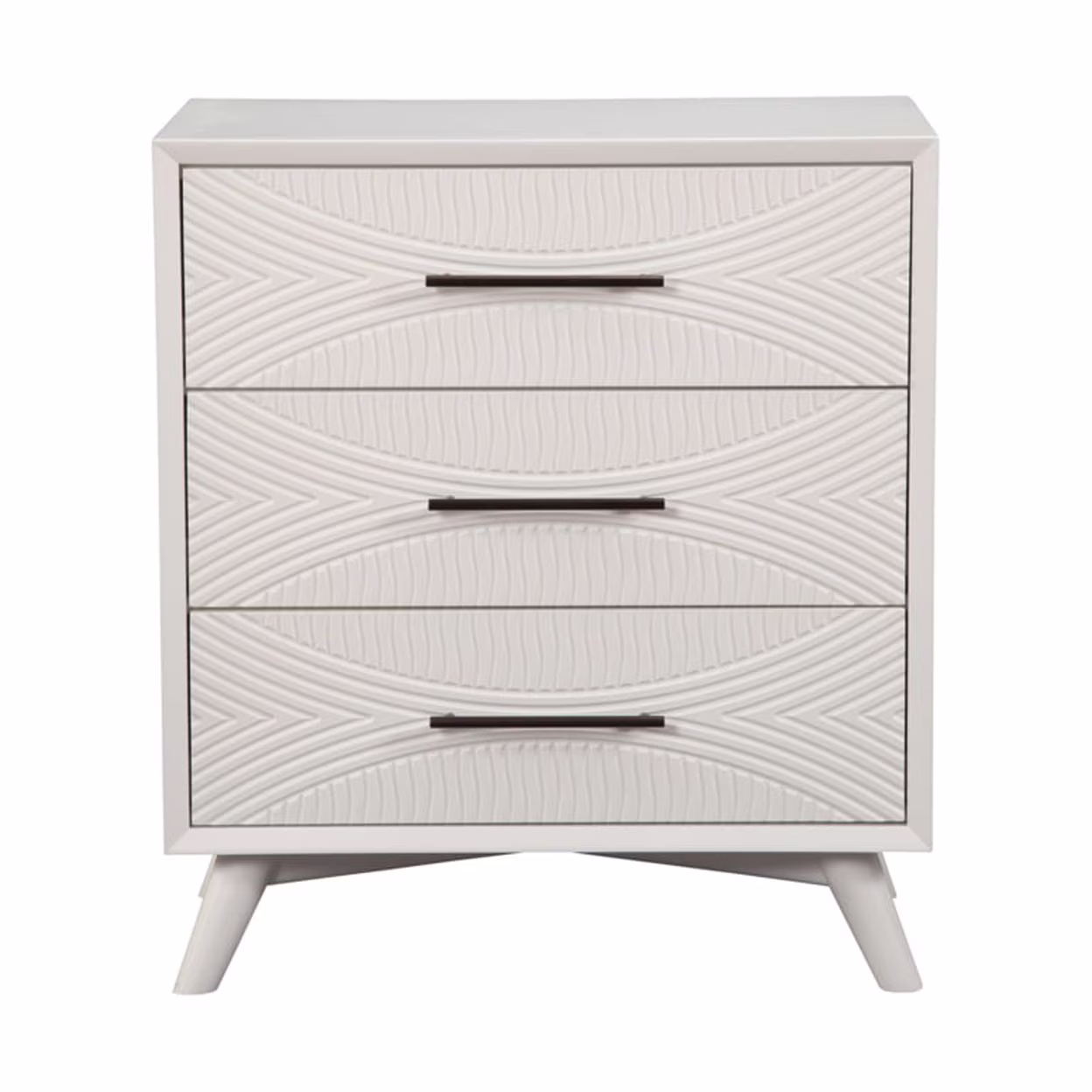Three Drawers Mahogany Wood Small Chest with Splayed Legs White- Saltoro Sherpi