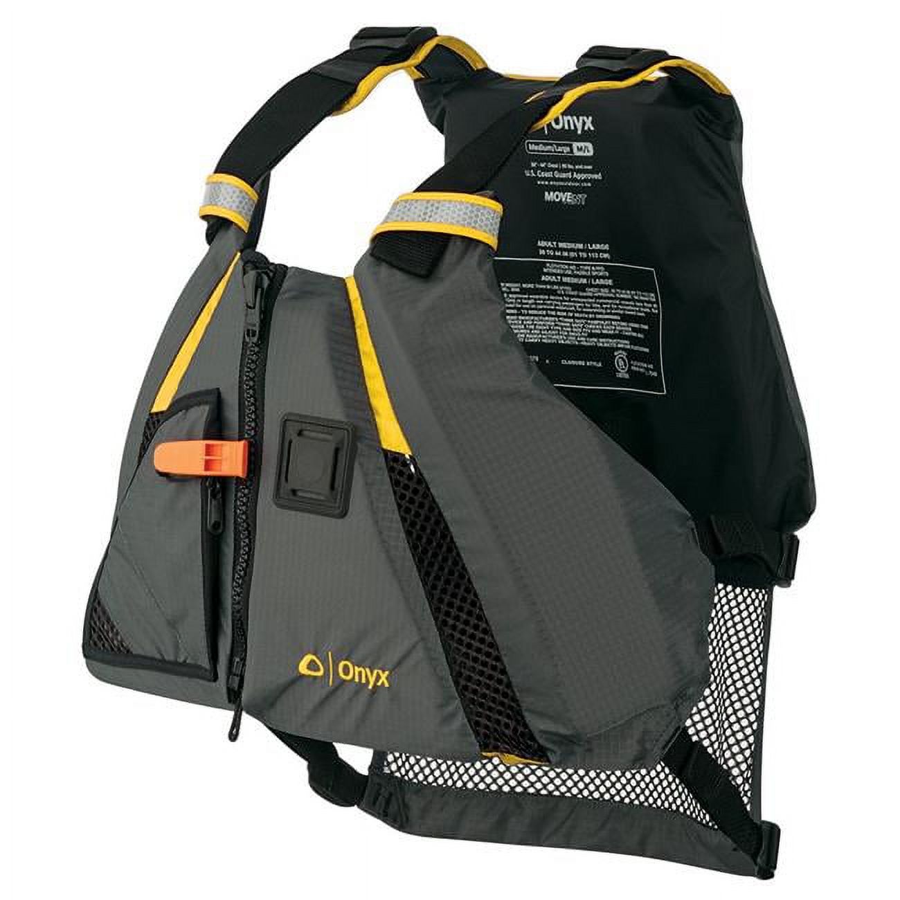 Onyx Outdoor  Movevent Dynamic Paddle Sports Vest, Yellow & Grey - Extra Small & Small
