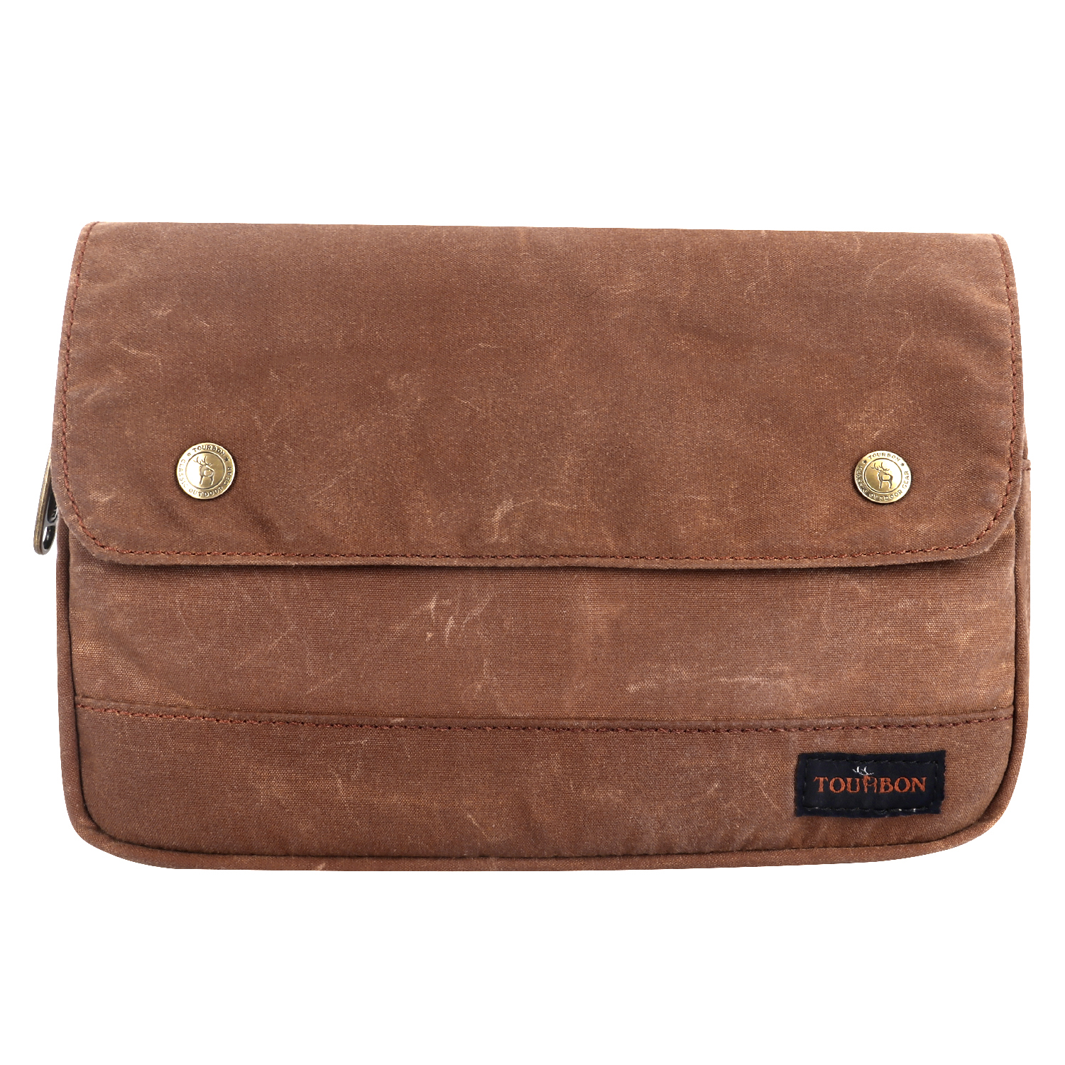 TOURBON Cycling Accessories Vintage Bicycle Handlebar Bag Bike Frame Storage Pouch Waxed Canvas Brown