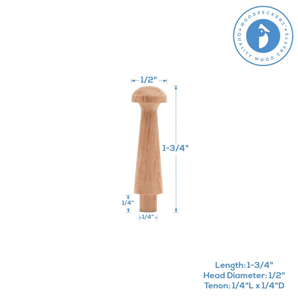 Oak Shaker Peg 1-3/4 inch, Pack of 100 Wooden Pegs for Hanging, DIY Shaker Rack and Rail, by Woodpeckers