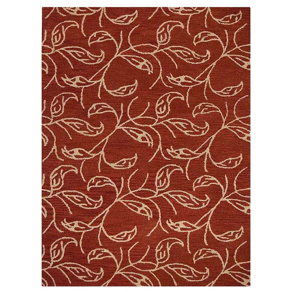 Rugsotic Carpets Hand Tufted, Floral Wool Area Rug, Red,Beige, 9'x12'