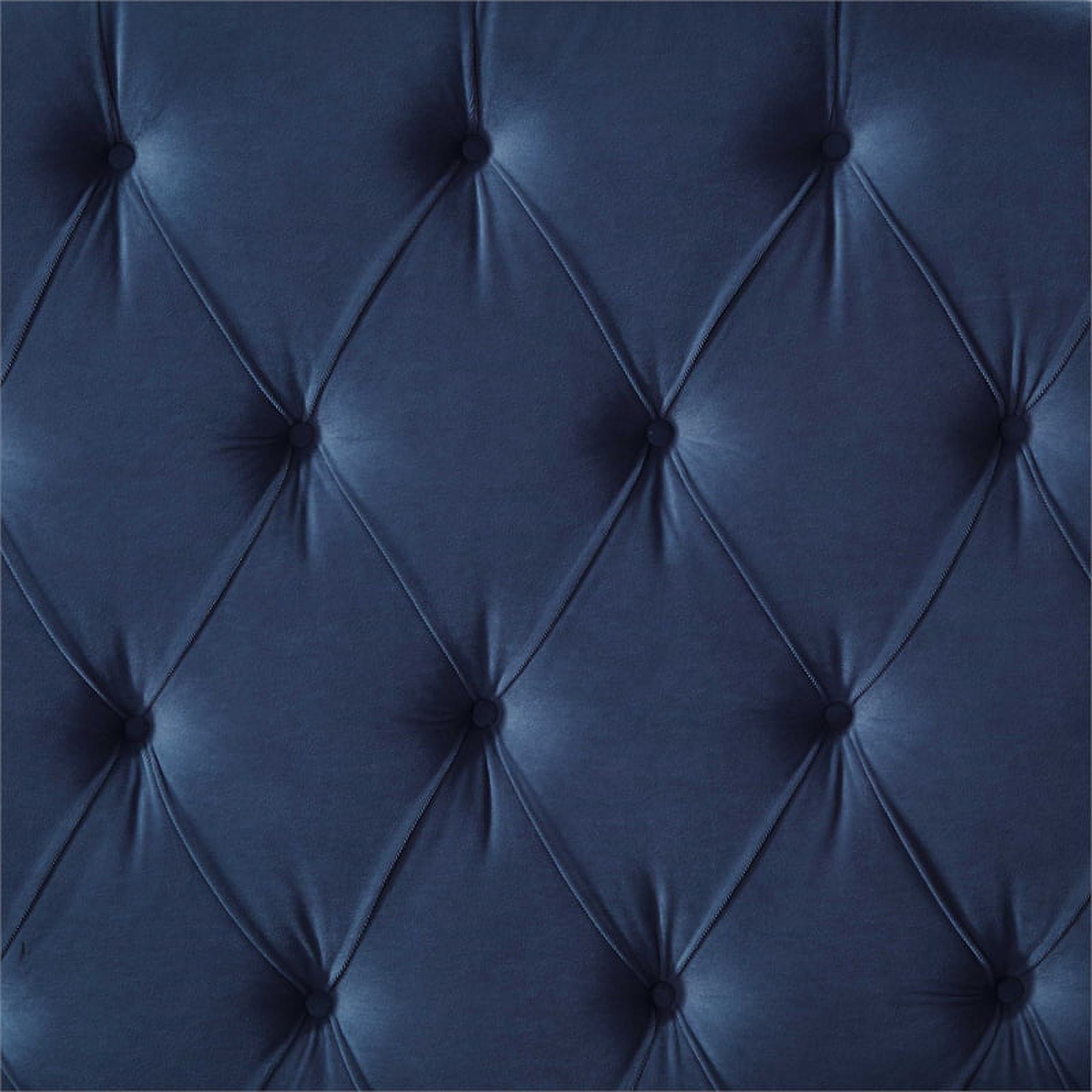 Calliope Bed Navy Velvet Twin Diamond Tufted Headboard and Footboard Upholstered