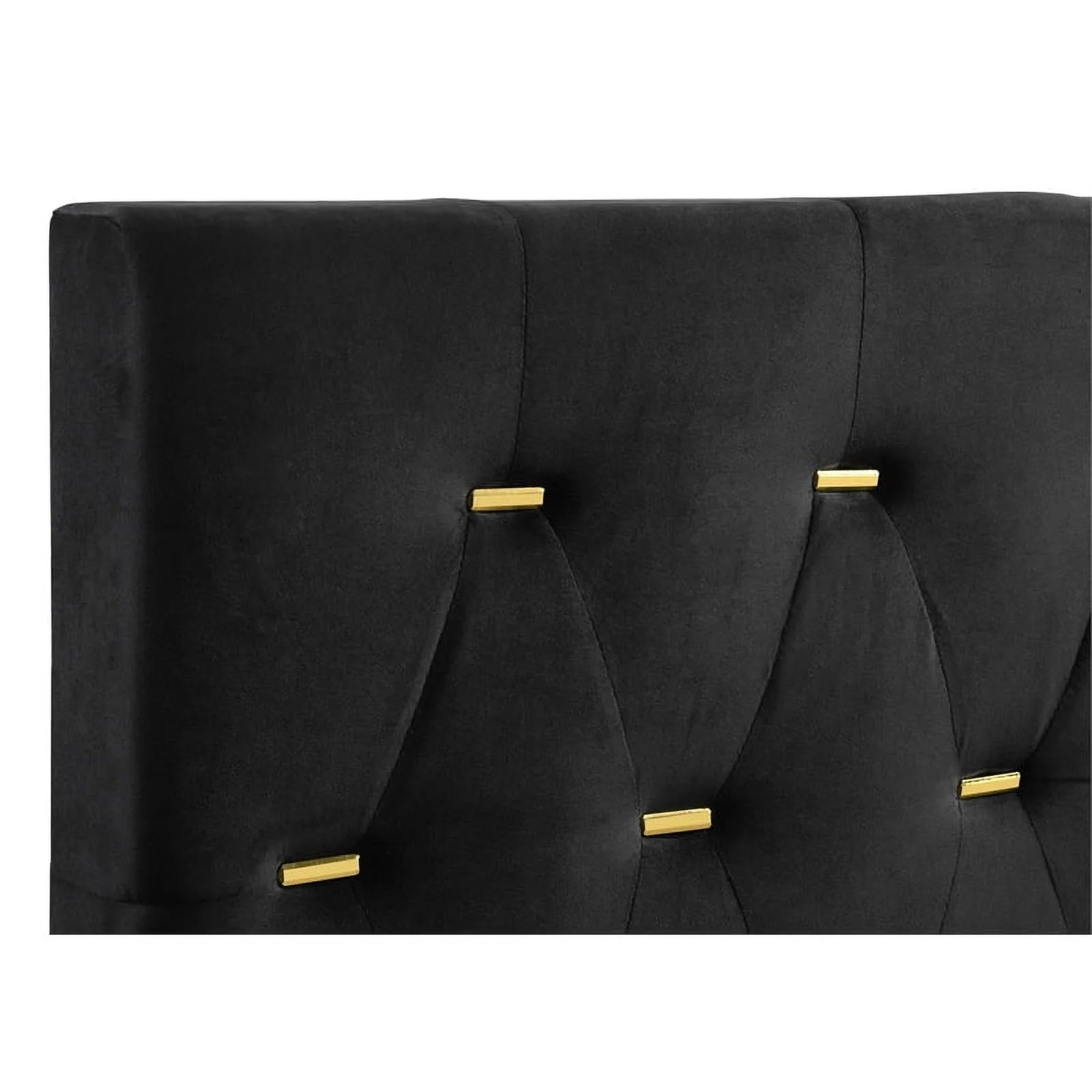 Pemberly Row Tufted Velvet Upholstered Panel Eastern King Bed Black