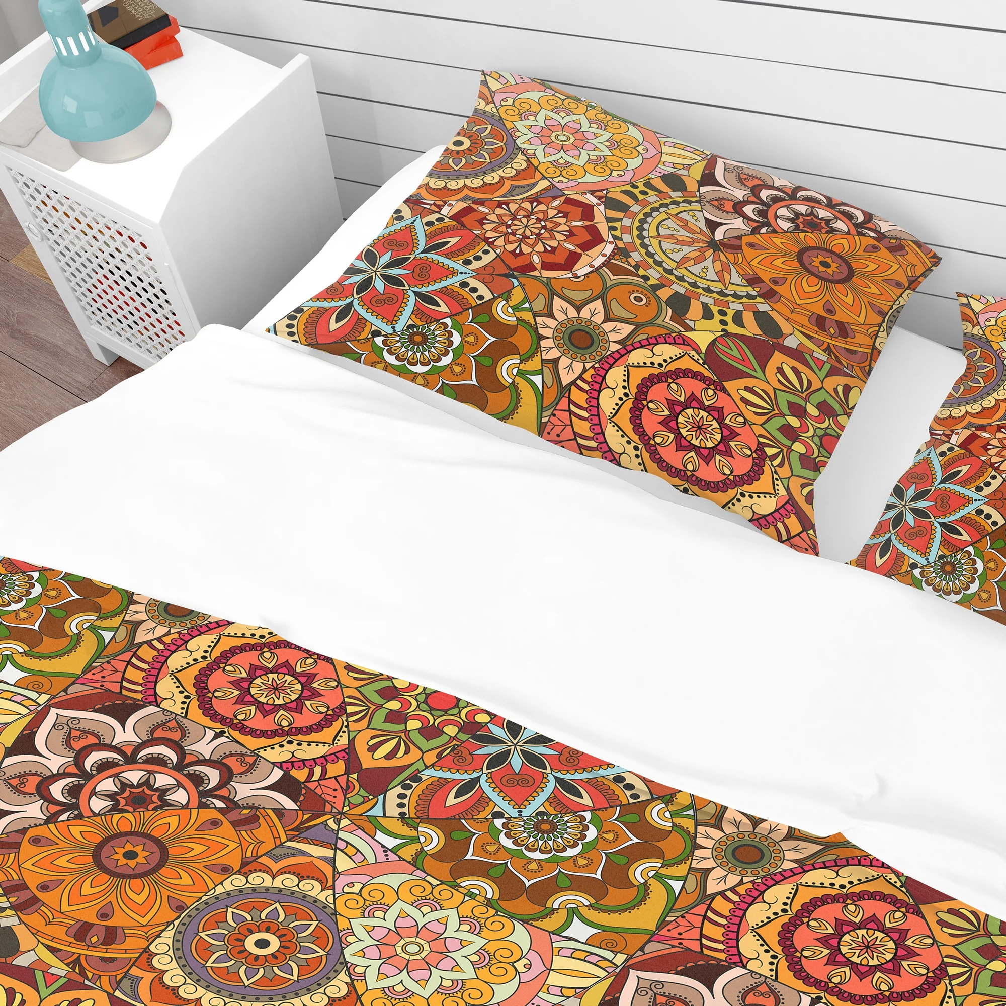 Designart 'Pattern Tile with Mandalas' Bohemian & Eclectic Duvet Cover Set