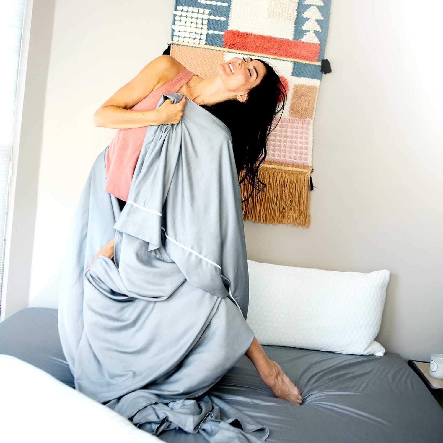 Bamboo Bed | 100% Viscose From Bamboo | Breathable With Temperature Control | Soft, Silky,  Light Bed (Gray, Cal King)