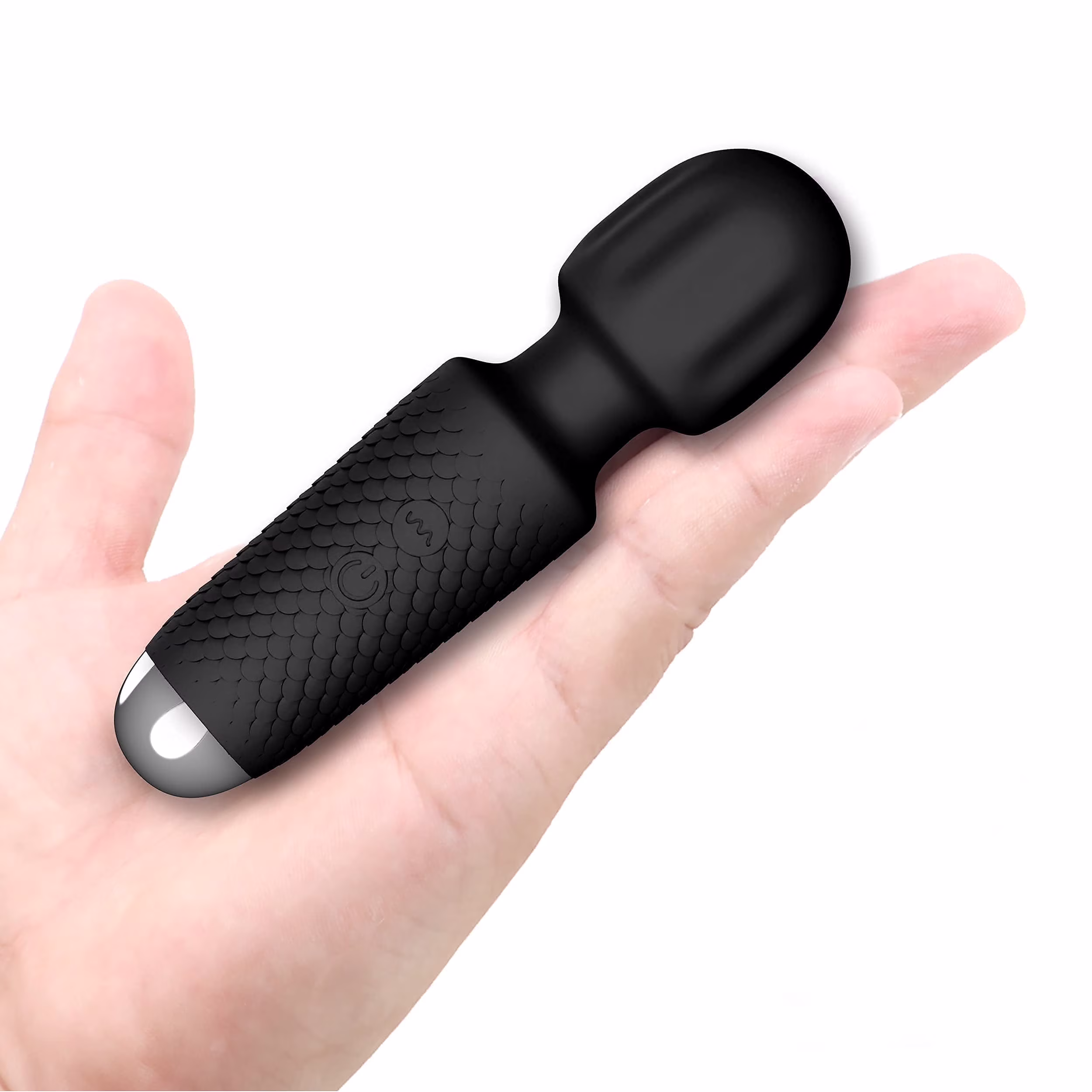 CHARMING Upgraded Personal 10 Patterns Vibrating Mini Back Massager - Small Handheld Vibration Massager - Men & Women - Perfect for Tension Relief, Muscle, Soreness, Recovery-Black 4.88*1.29in