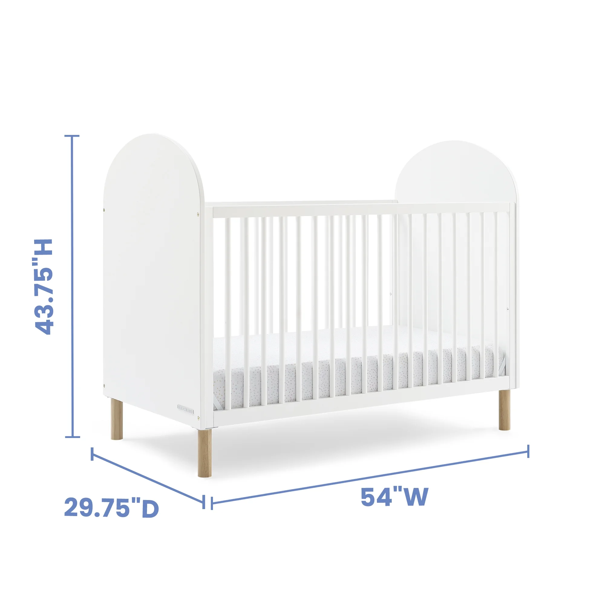 Delta Children Reese 4-in-1 Convertible Crib - Greenguard Gold Certified, Bianca White/Natural