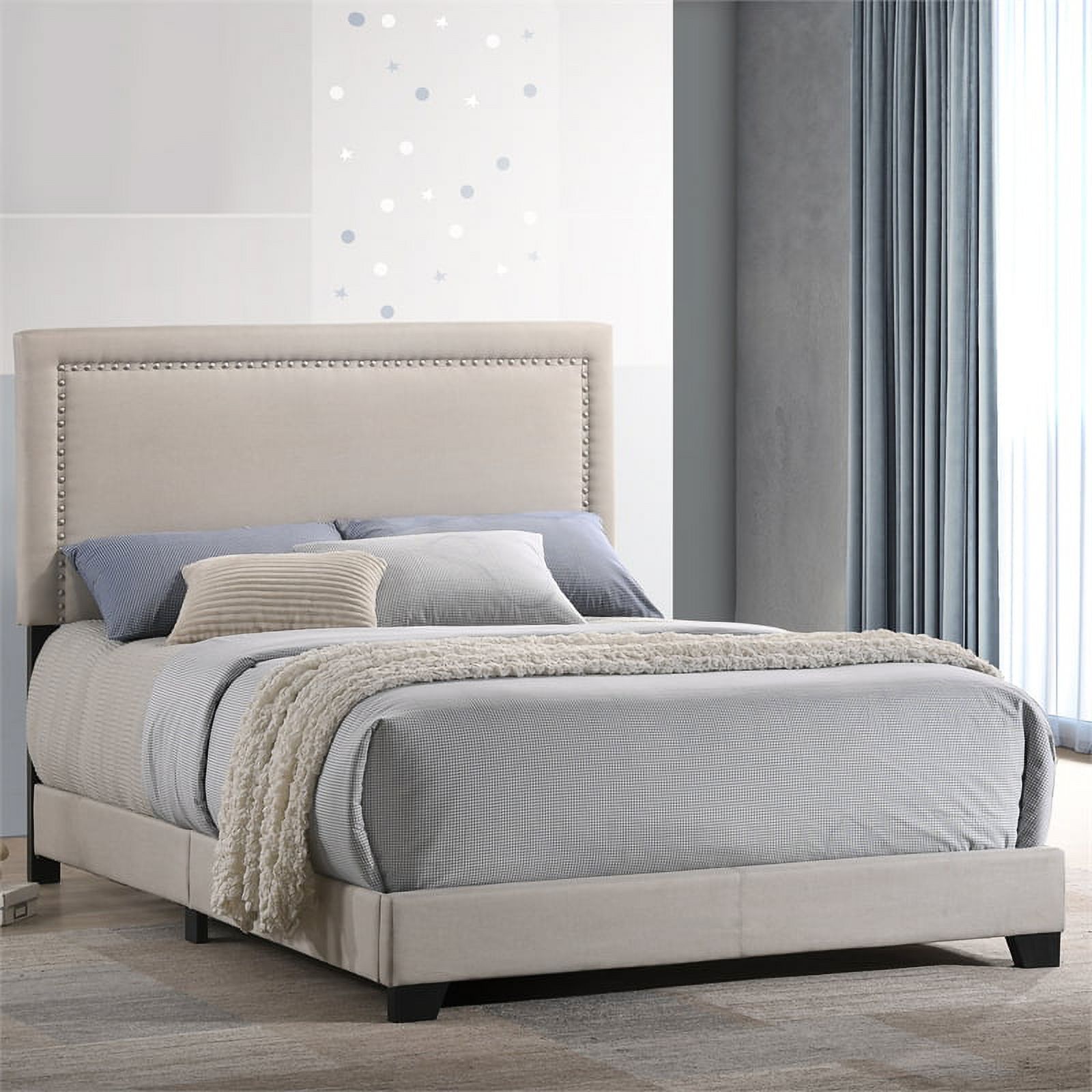 Intercon Furniture Zion Modern Fabric Full Upholstered Bed in Zion Fog Beige