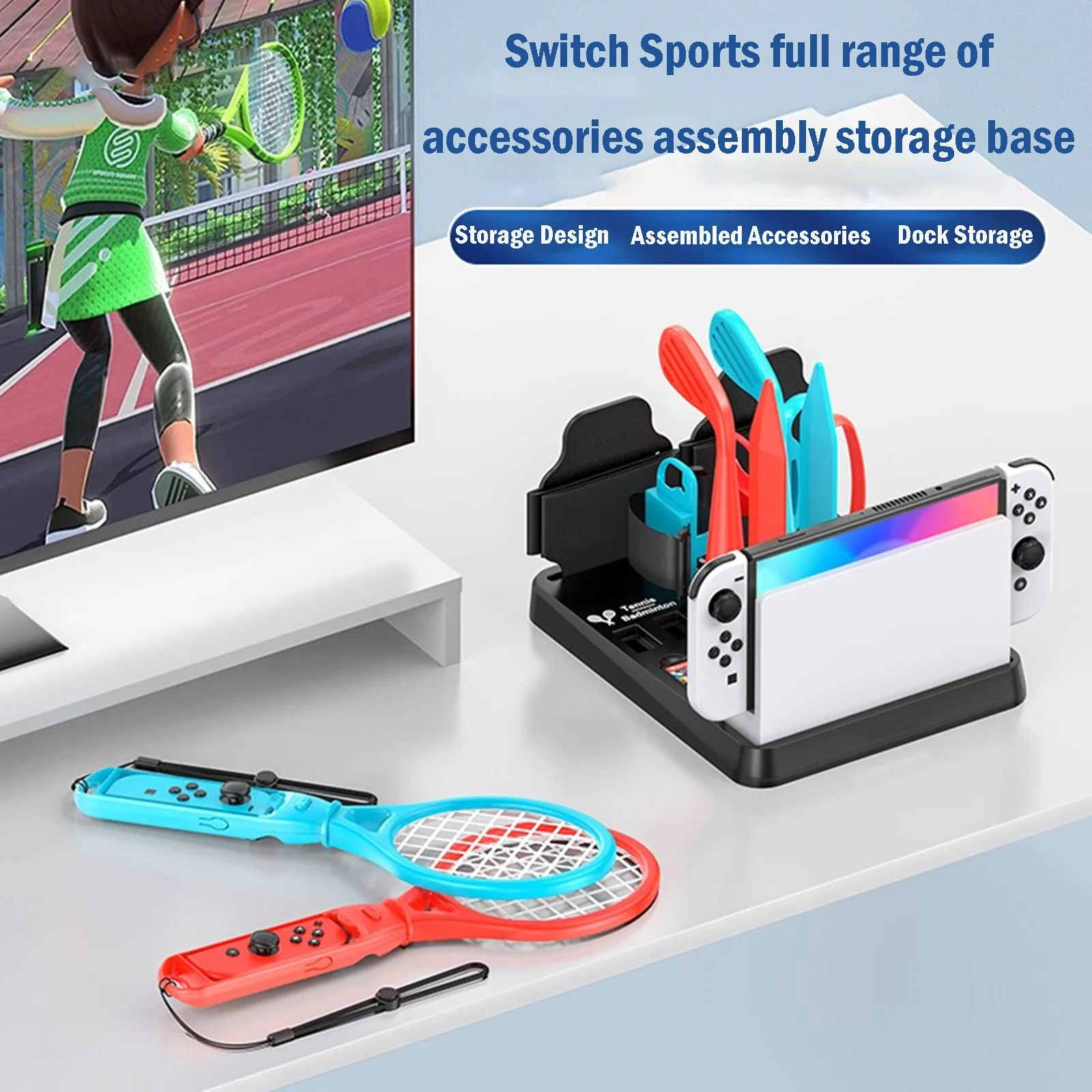 Switch sports accessory bag (including storage station) for Nintendo Switch/OLED console and Joy-con, storage and organization tool for Switch sports games, family sports game set accessory bag