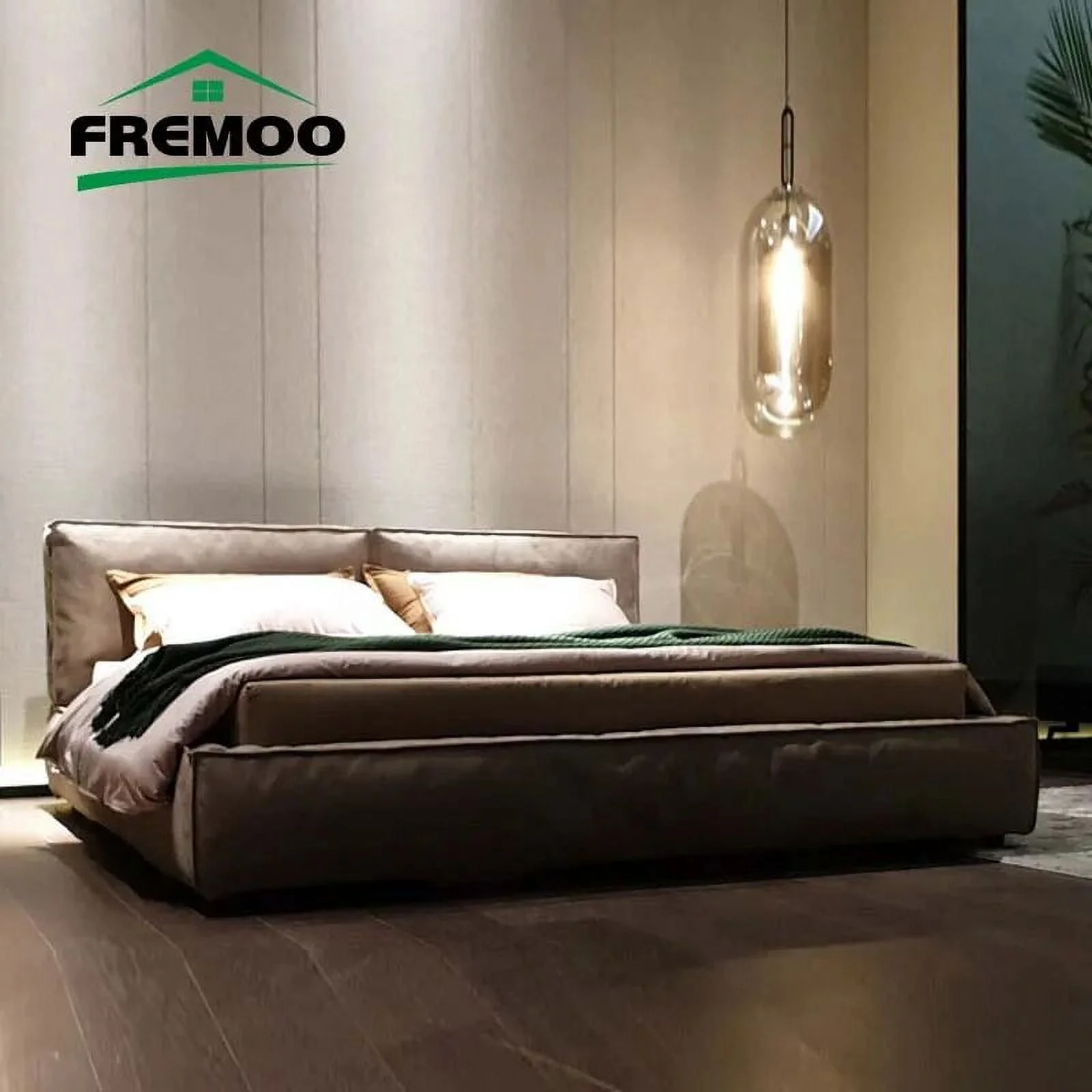 Italy Designer Bedroom Furniture Frosted Cloth Fabric Double Beds Modern Simple King/Queen Size Frame Bedroom Set Home Furniture