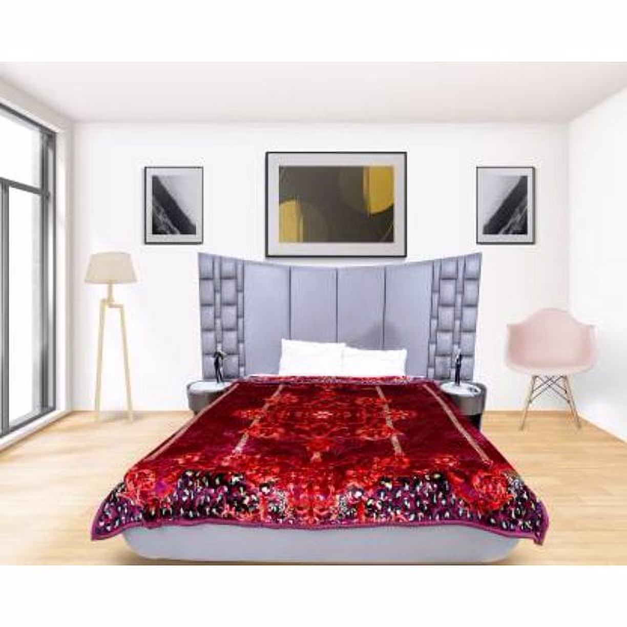 RIAN Super Soft 6kg Floral Design Blanket for Double Bed (Multi Color) Fest Maroon