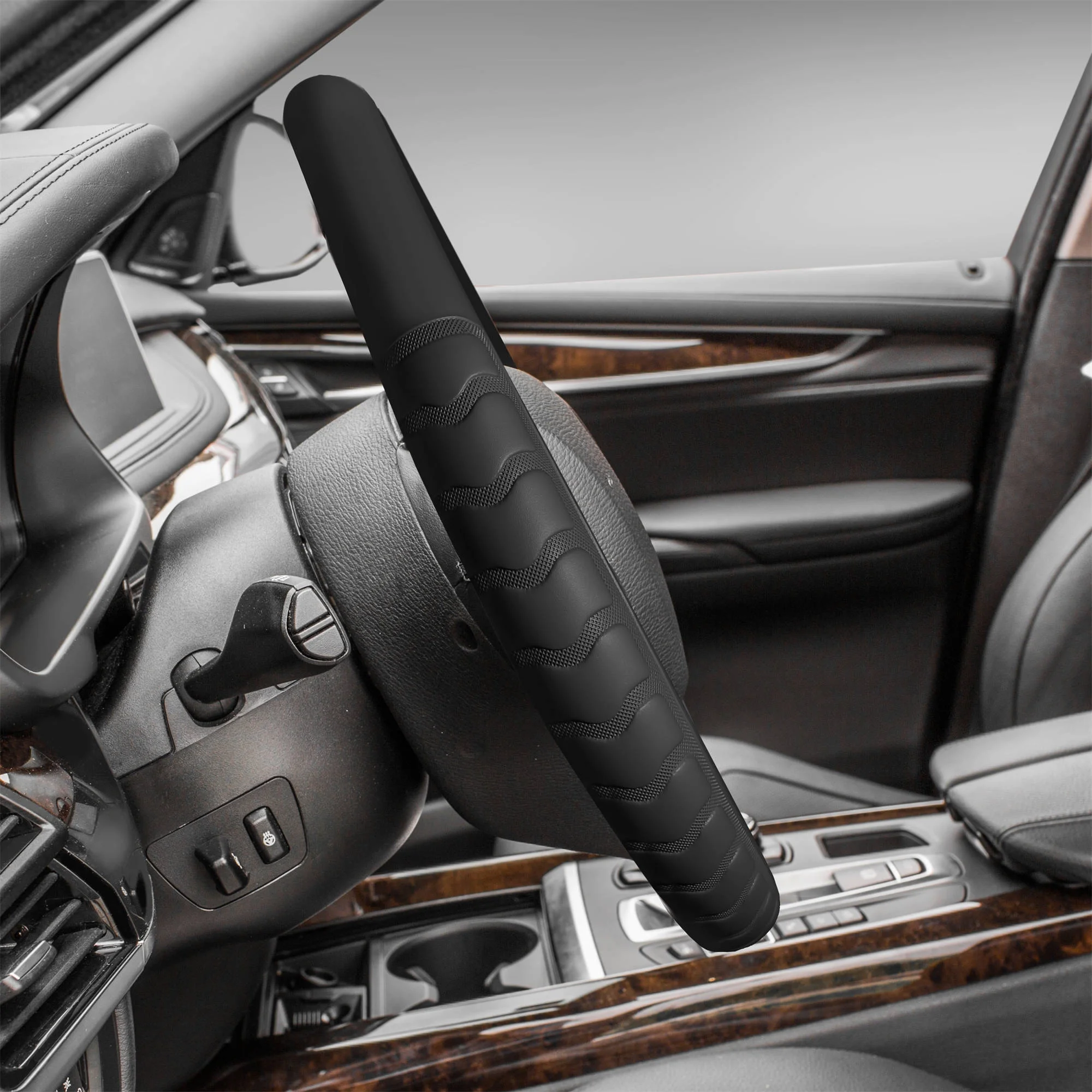 FH Group Premium Modernistic Car Seat Covers Combo, Full Set with Leather Steering Wheel Cover, Green Black