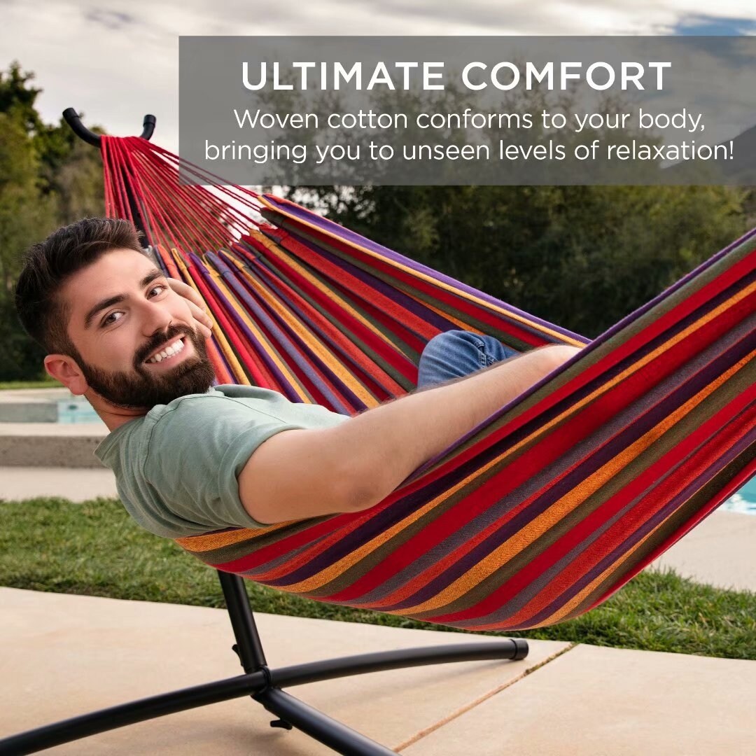 2-person Hammock with Stand for Outdoor Red