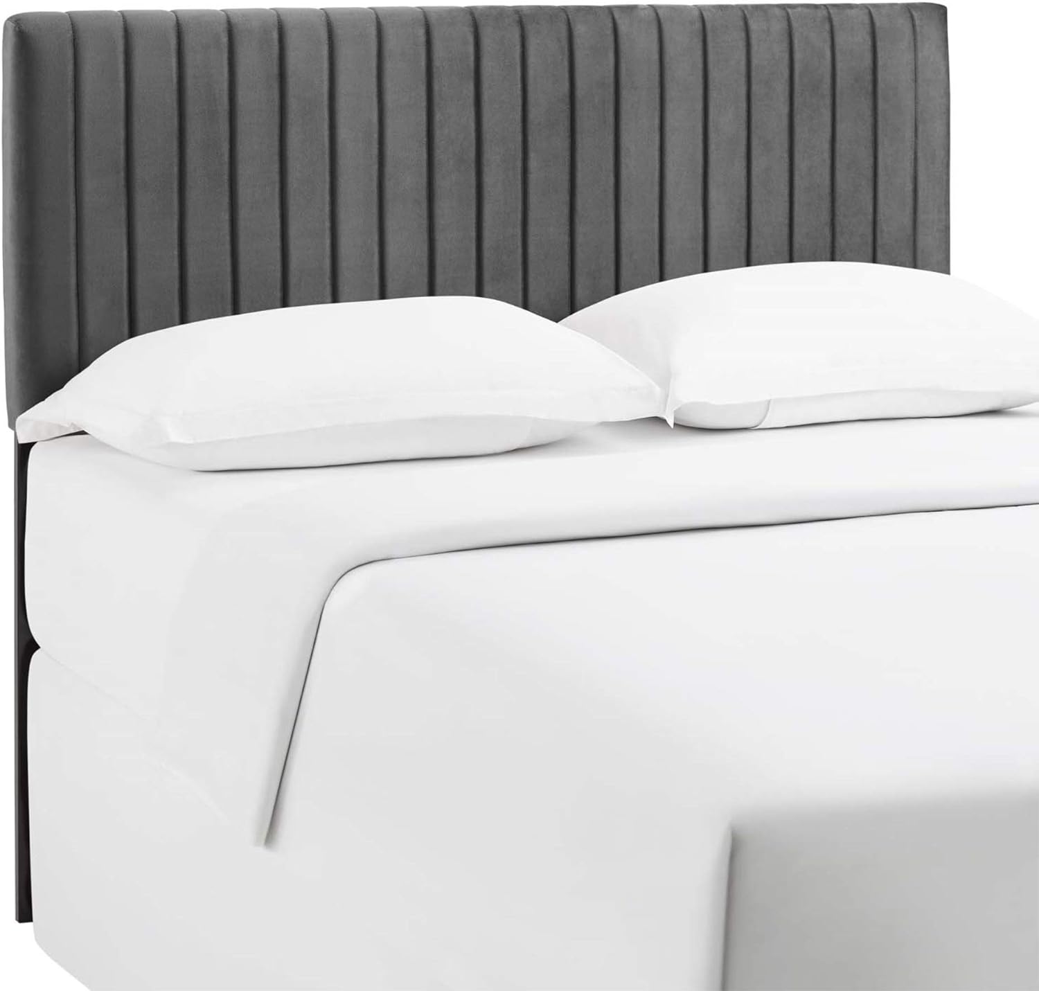 Keira King/California King Velvet Headboard - Channel Tufted Design, Stain-Resistant, Solid Wood Frame - Gray