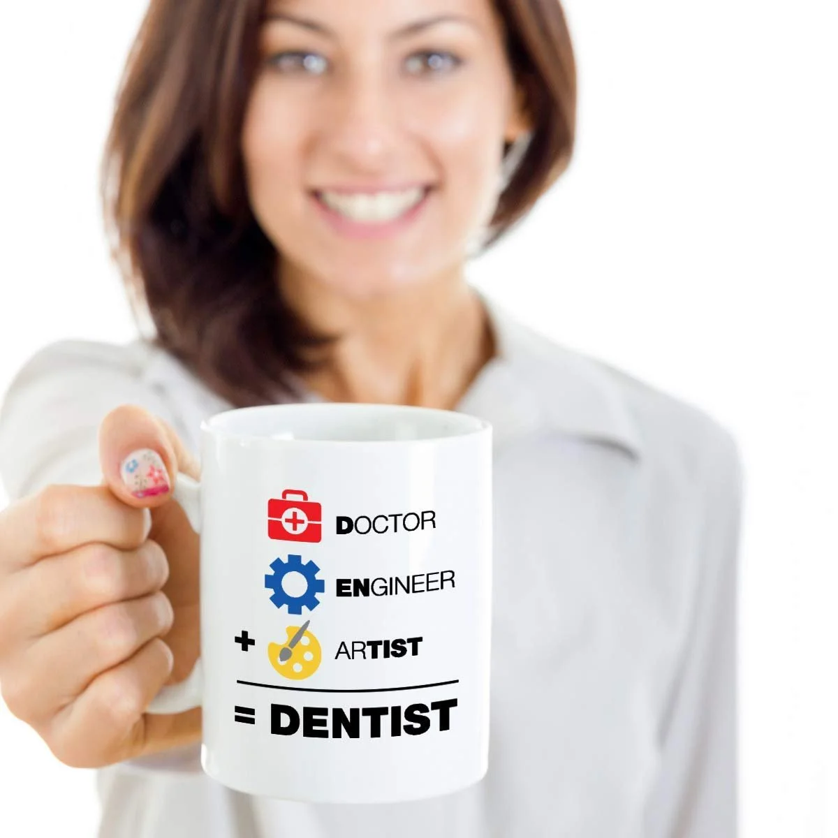 A Doctor, An Engineer & An Artist Is Equal To A Dentist Funny Equation Themed Coffee & Tea Gift Mug Cup, Home Décor, Office Decoration, Stuff & Christmas Or Graduation Gifts For Men & Women Dentists