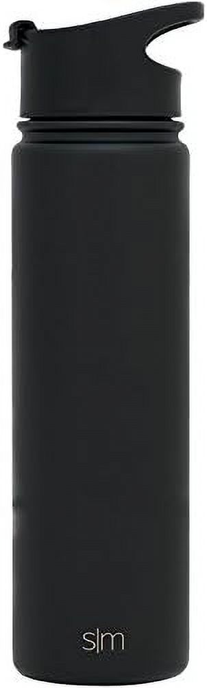 22Oz Water Bottle, Insulated Reusable Wide Mouth Stainless Steel Metal Flask With Lid, Midnight Black