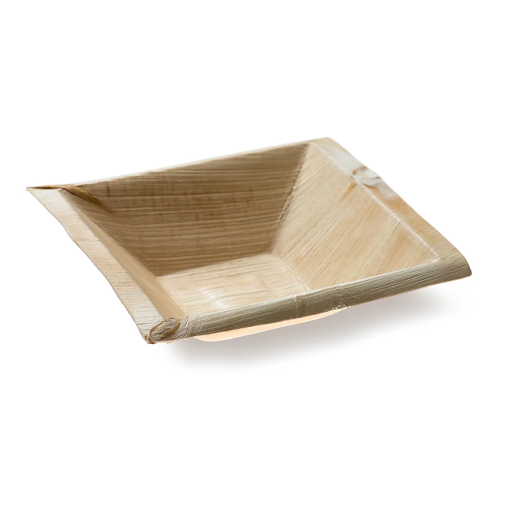 Indo 12 oz Square Natural Palm Leaf Bowl - 6 1/2