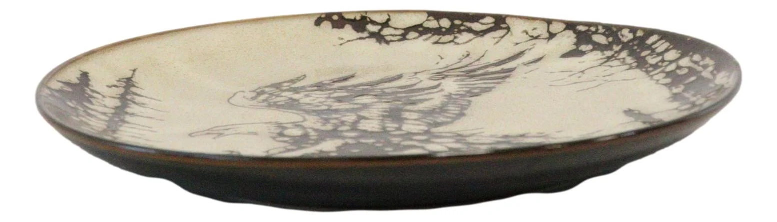 Pack Of 2 Rustic Western Swooping Bald Eagle Salad Appetizer Plates 8.75