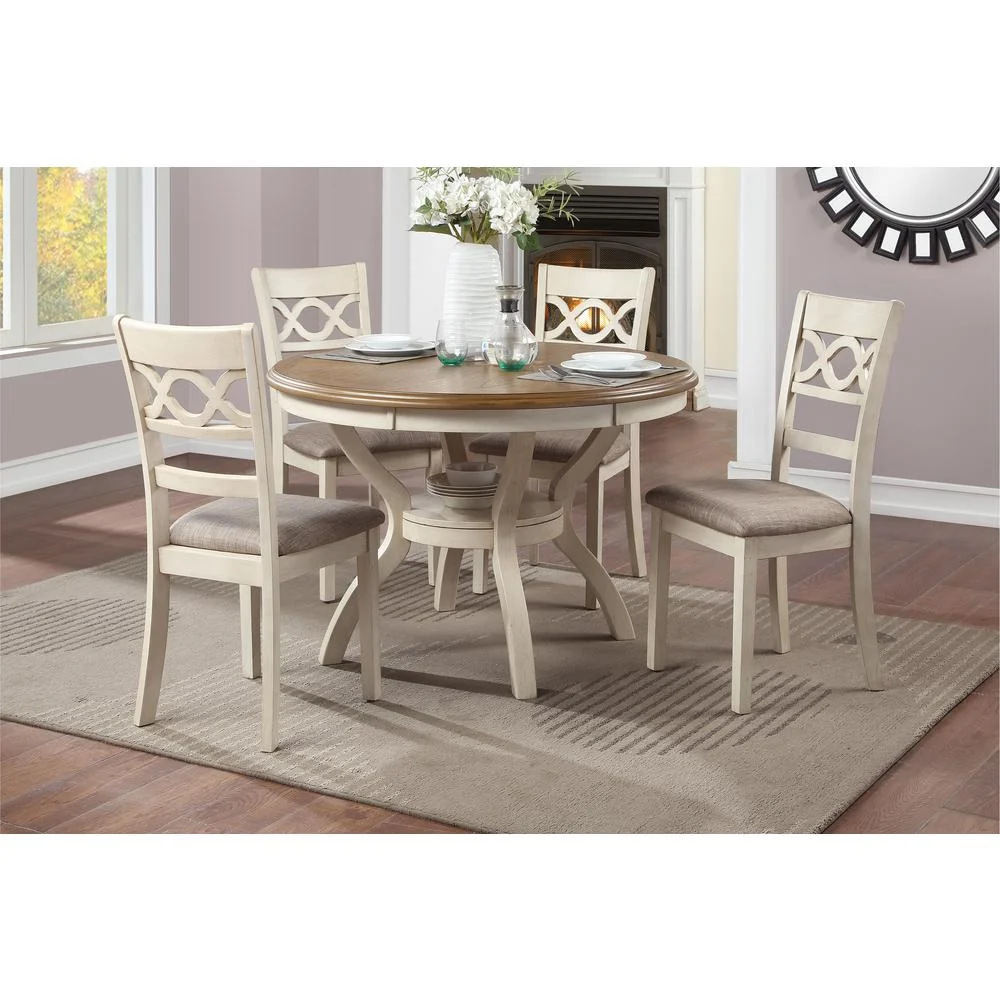 New Classic Furniture Cori 5-Piece Solid Wood Dining Set in Beige/Brown
