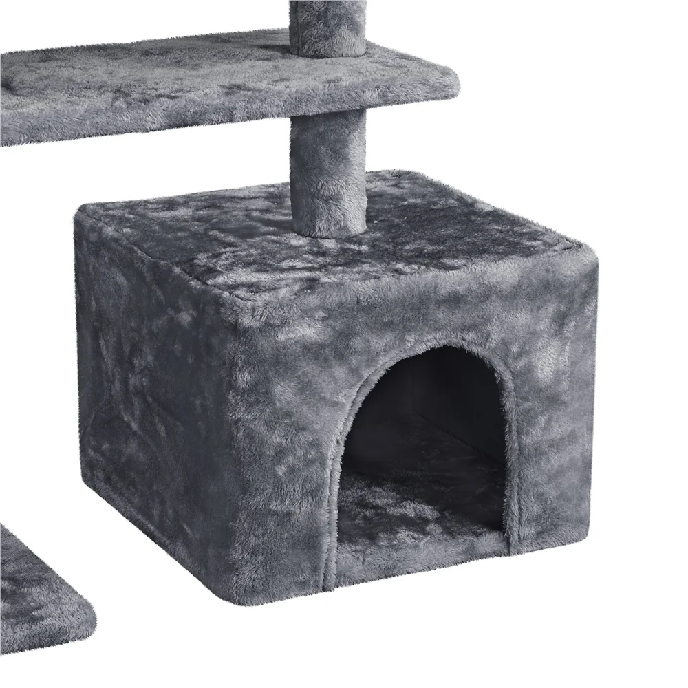 Yaheetech Multilevel Plush Cat Tree Cat Tower with Sisal Scratching Posts Perches Condos, Dark Gray