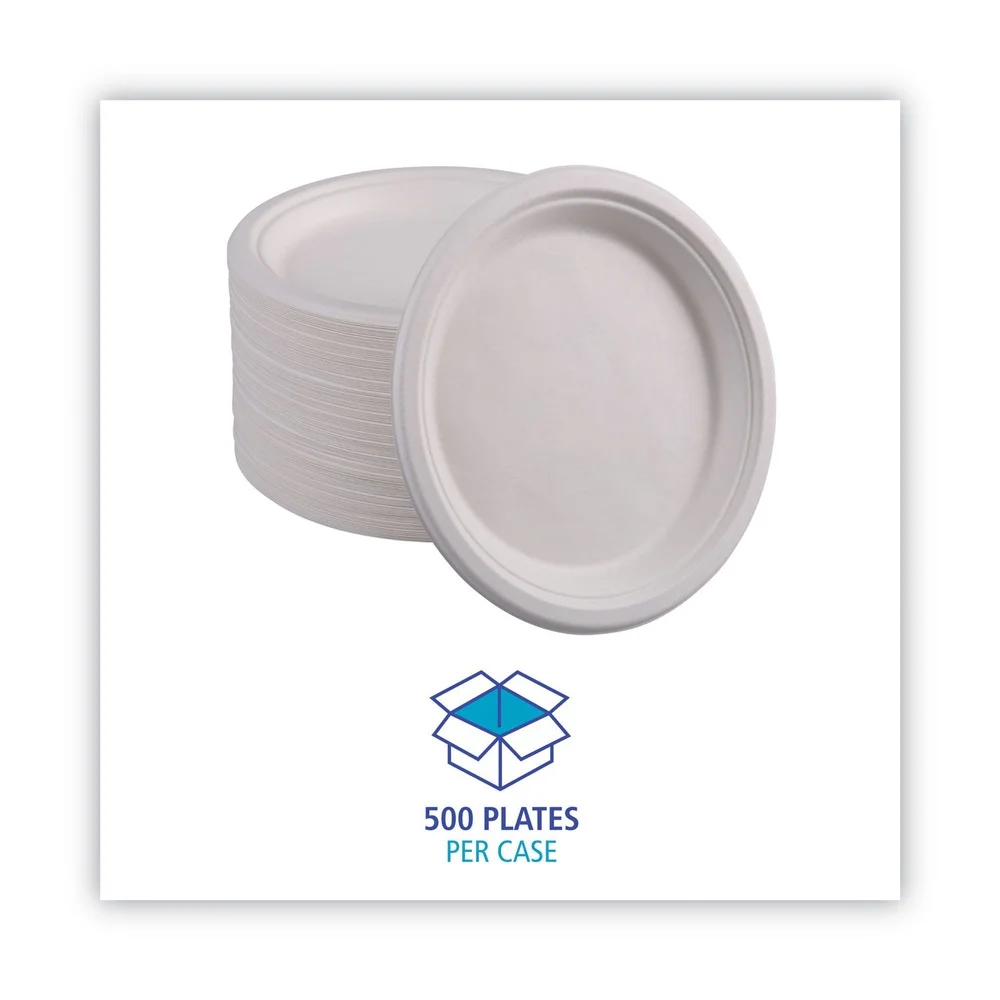 Boardwalk PL-10BW Bagasse 10 in. Plate - White (500/Carton)