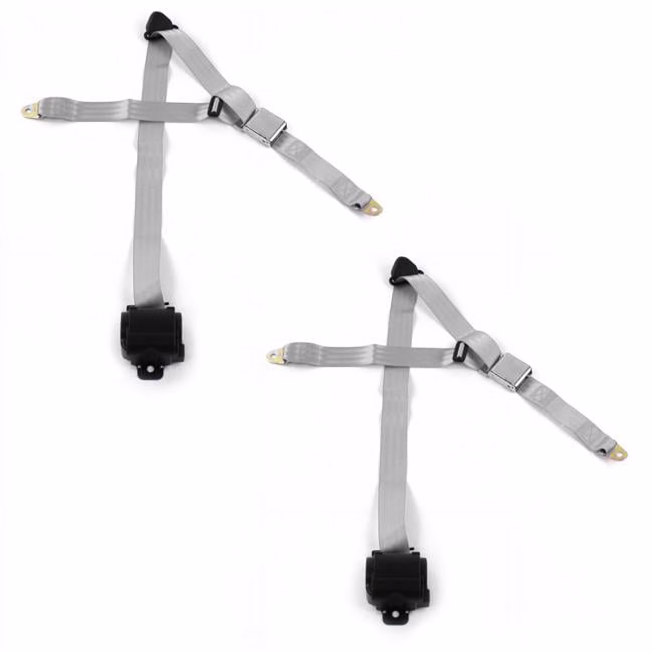 Gray & Grey Retractable Bucket Seat Belt Kit for 1974-1978 Ford Mustang Airplane 3 Point - 2 Belts