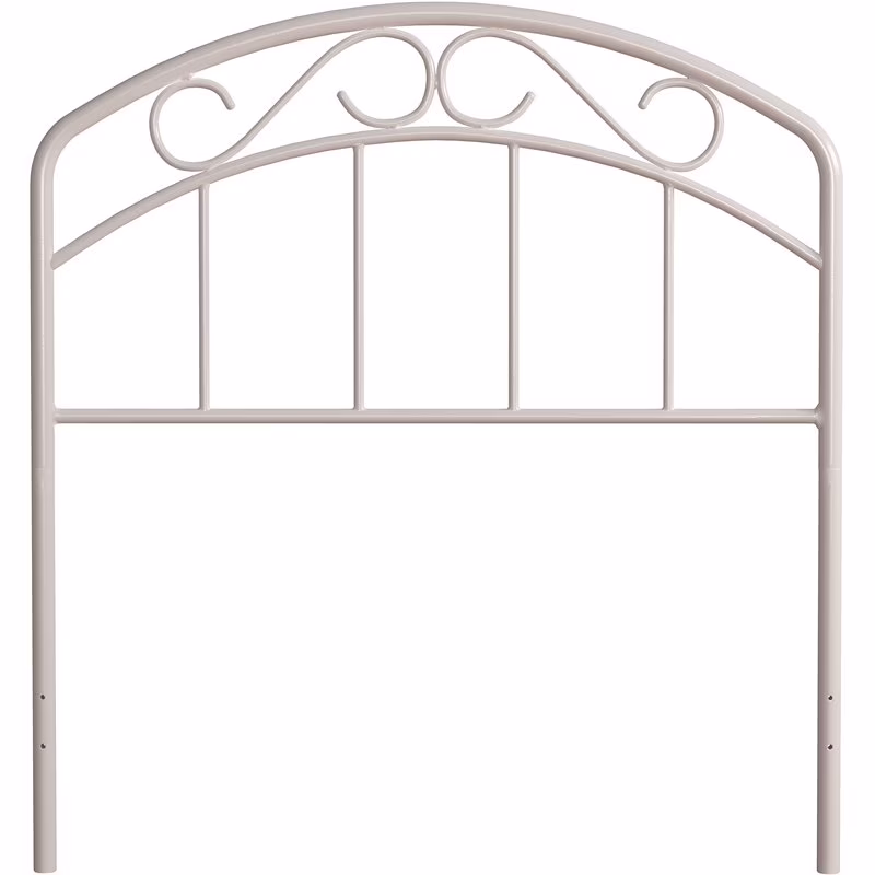 Hillsdale Furniture Jolie Arched Scroll Metal Twin Headboard in Textured White