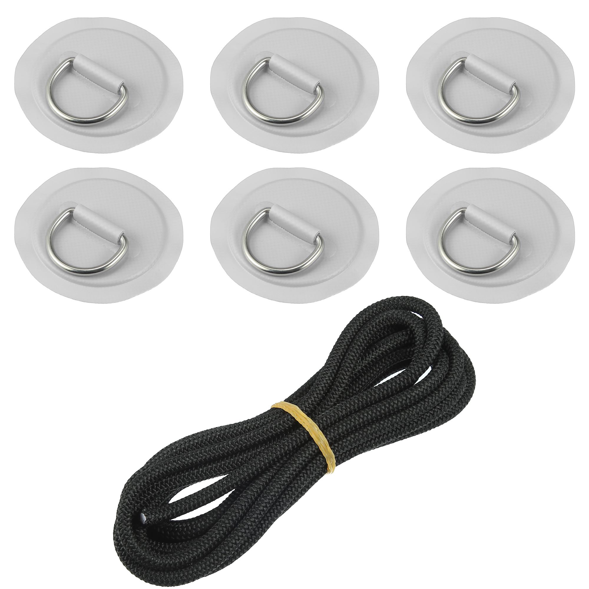 Unique Bargains 7pcs 11.81Ft 6mm Shock Cord Elastic Deck Rigging Kit with 6 D Ring Patch for Boat Kayak Accessories Grey
