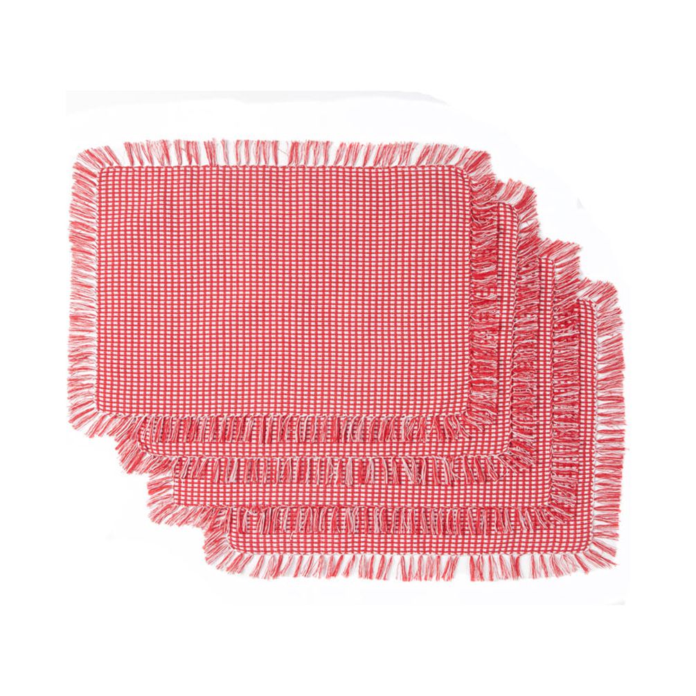 Lintex Linens Homespun Check Red 100% Cotton Placemat (Set of 4)