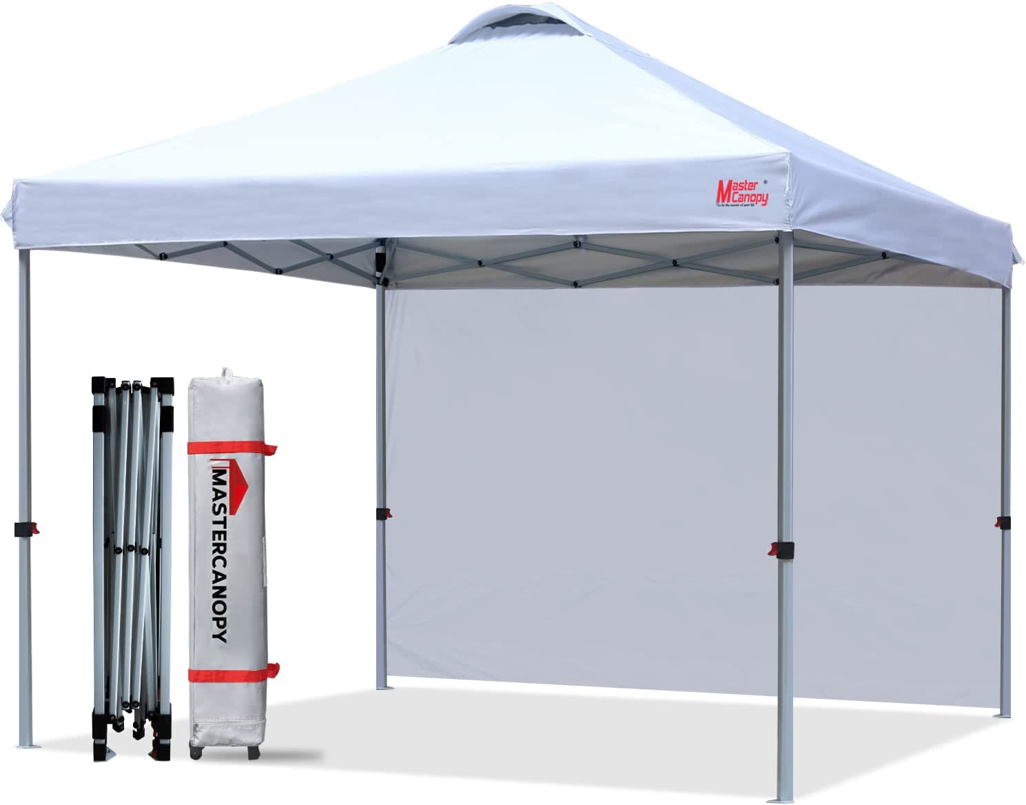 KEERDAO Durable Ez Pop-up Canopy Tent with 1 Sidewall (10'x10',White)