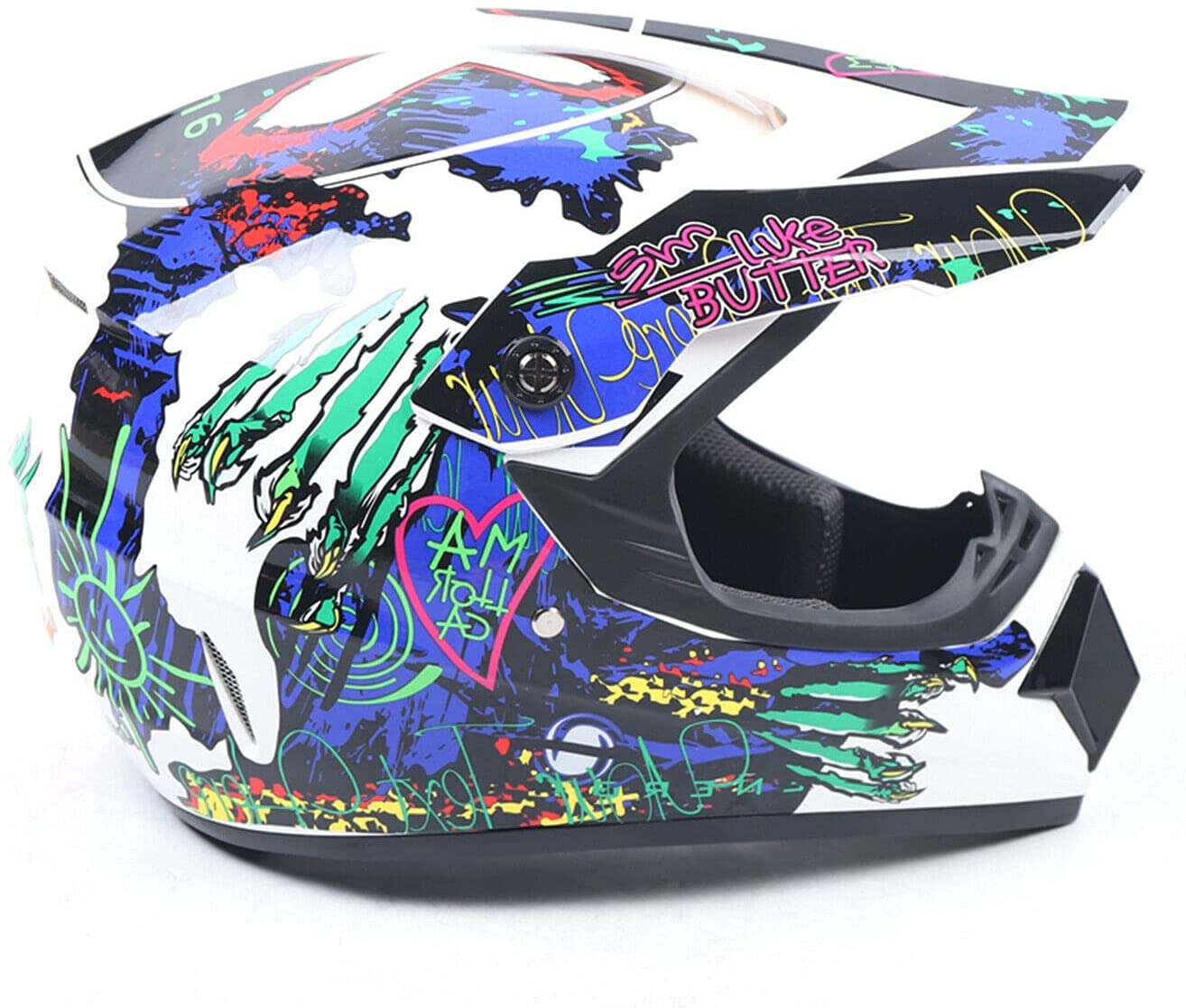 Motocross Helmet Unisex Multi-Color Off-Road Riding Helmet Motorcycle Helmet with Gloves Goggles (L)