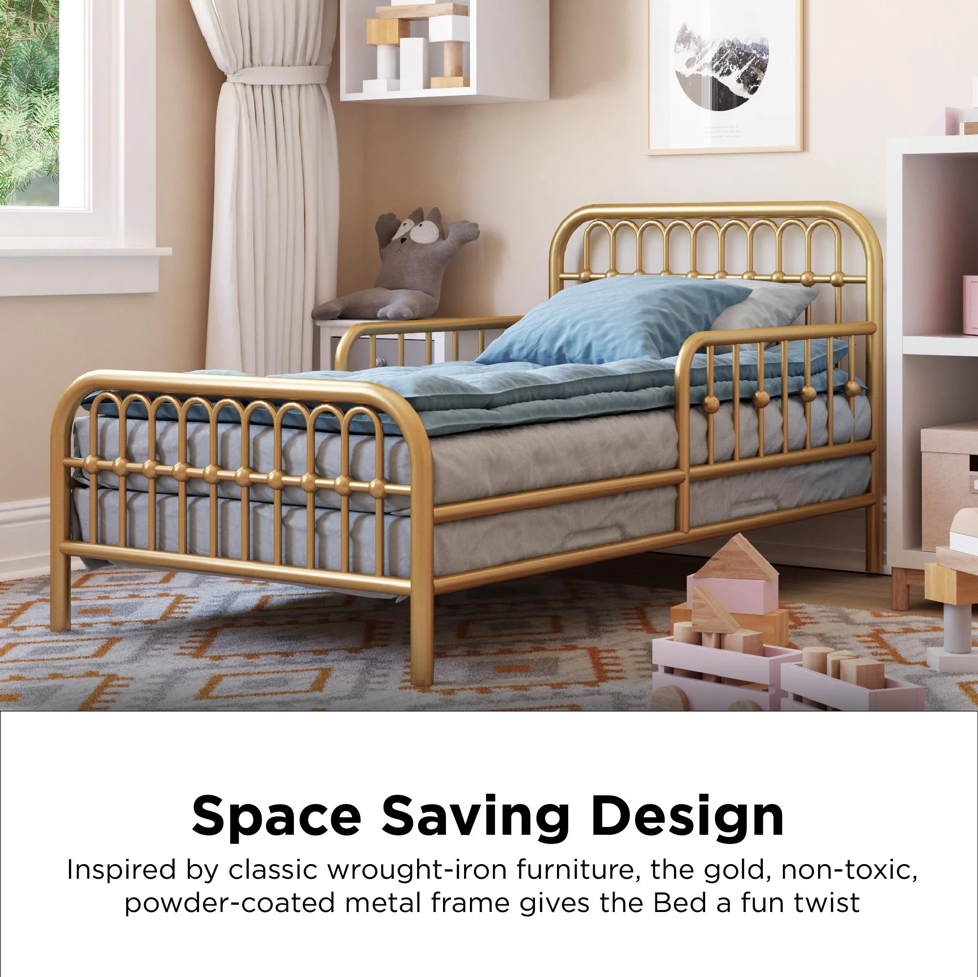 Little Seeds Monarch Hill Ivy Metal Toddler Bed, Gold