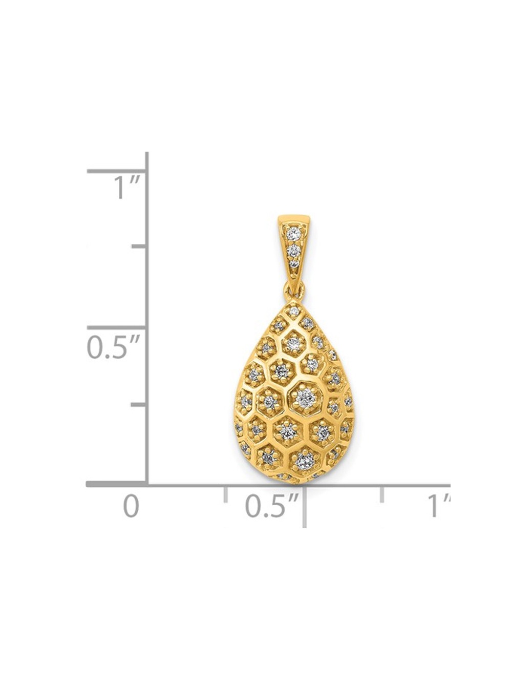 1/5 Carat (Ctw) Diamond Drop Honeycomb Pendant Necklace in 14K Yellow Gold with Chain