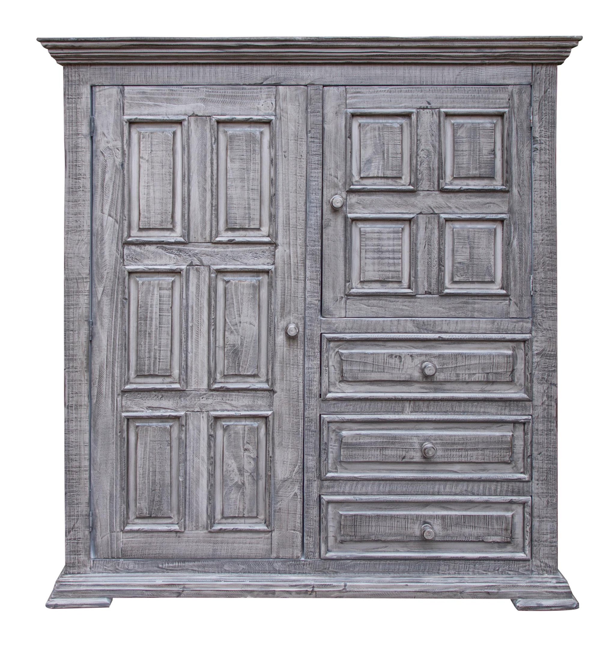HomeRoots 524580 55 in. Solid Wood Three Drawer Gentlemans Chest, Gray