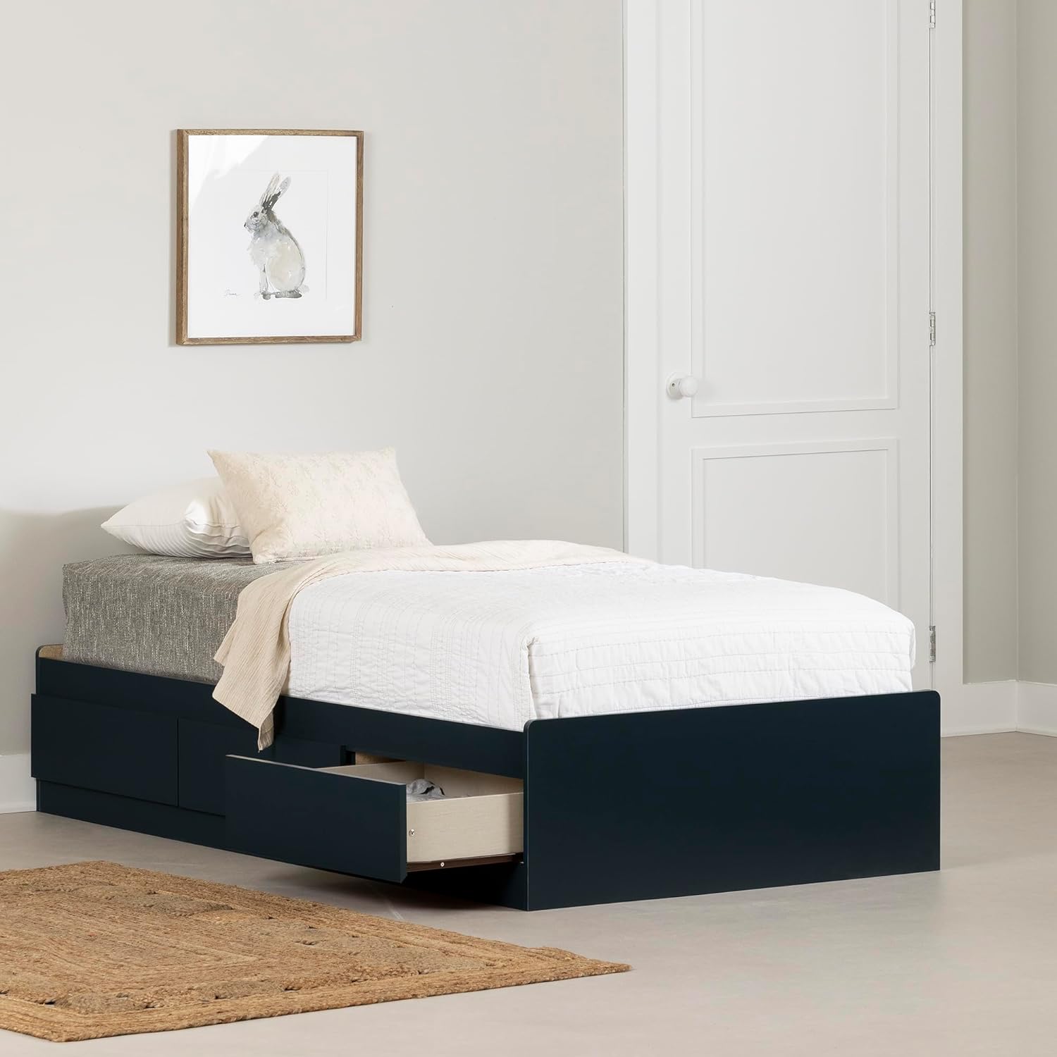 Hazen Mates Bed With 3 Drawers, , Navy Blue