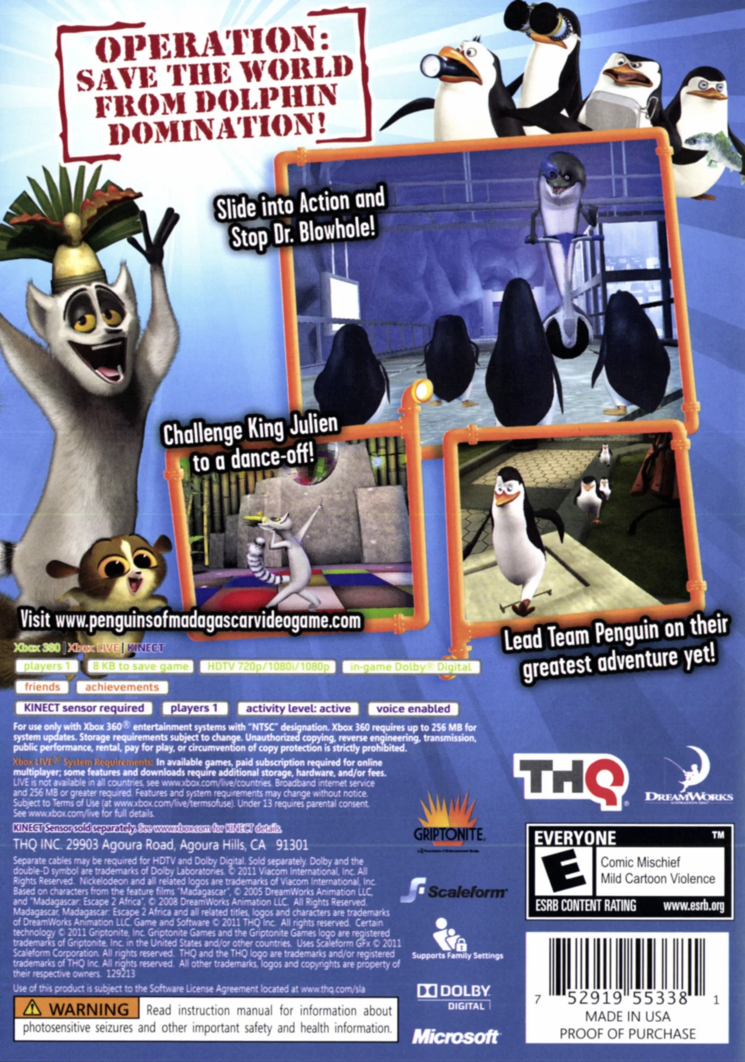 Penguins Of Madagascar: Dr. Blowhole Returns Again, THQ, XBOX 360, 752919553381