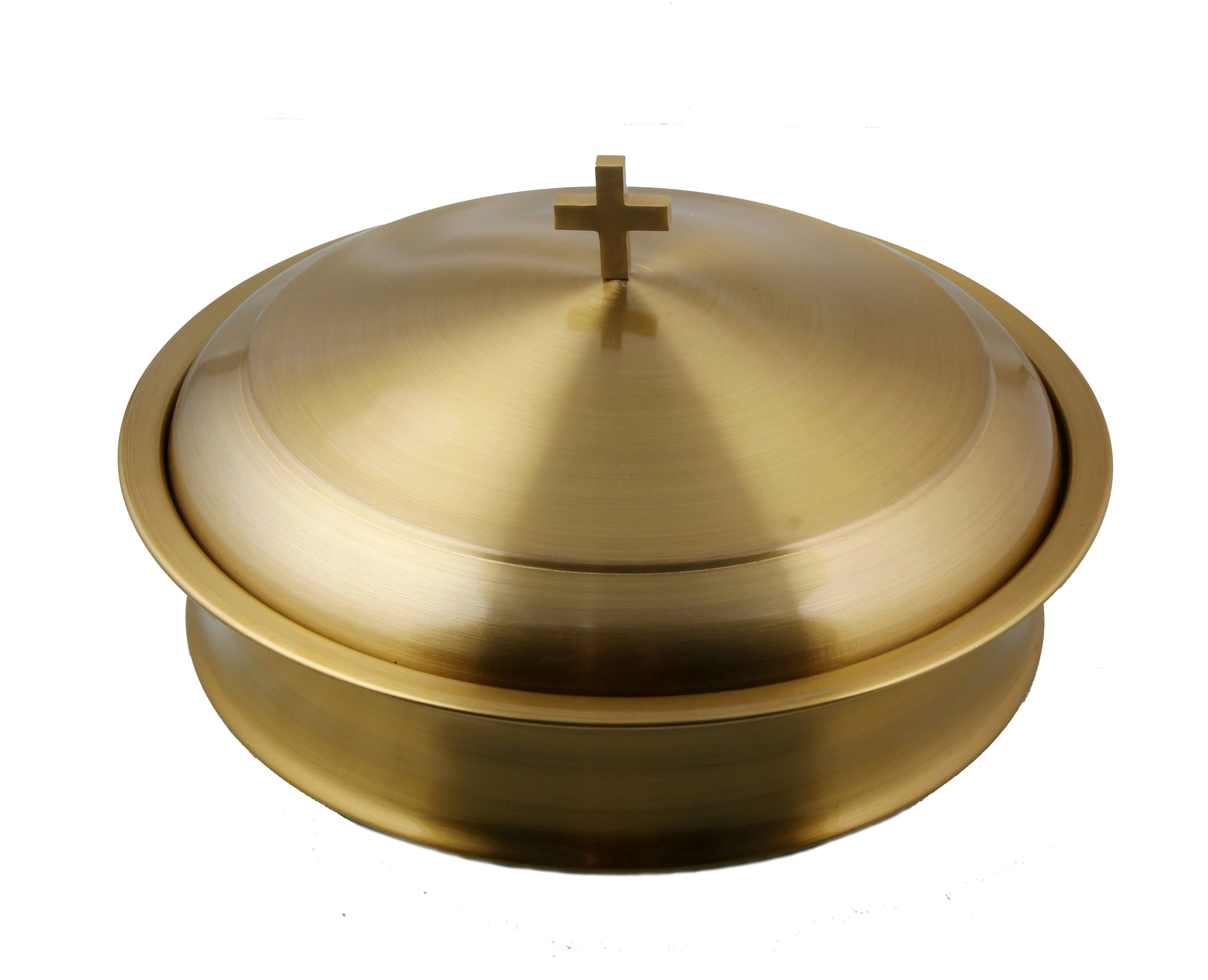 Communion Ware 5 Holy Wine Serving Trays with a Lid & 3 Stacking Bread Plates with a Lid Stainless Steel - Brass/Gold