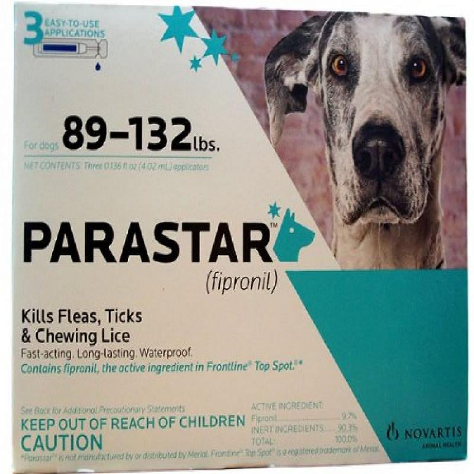 Parastar Flea and Tick Control for Dogs 89 - 132lbs (Blue) | 3 Applications