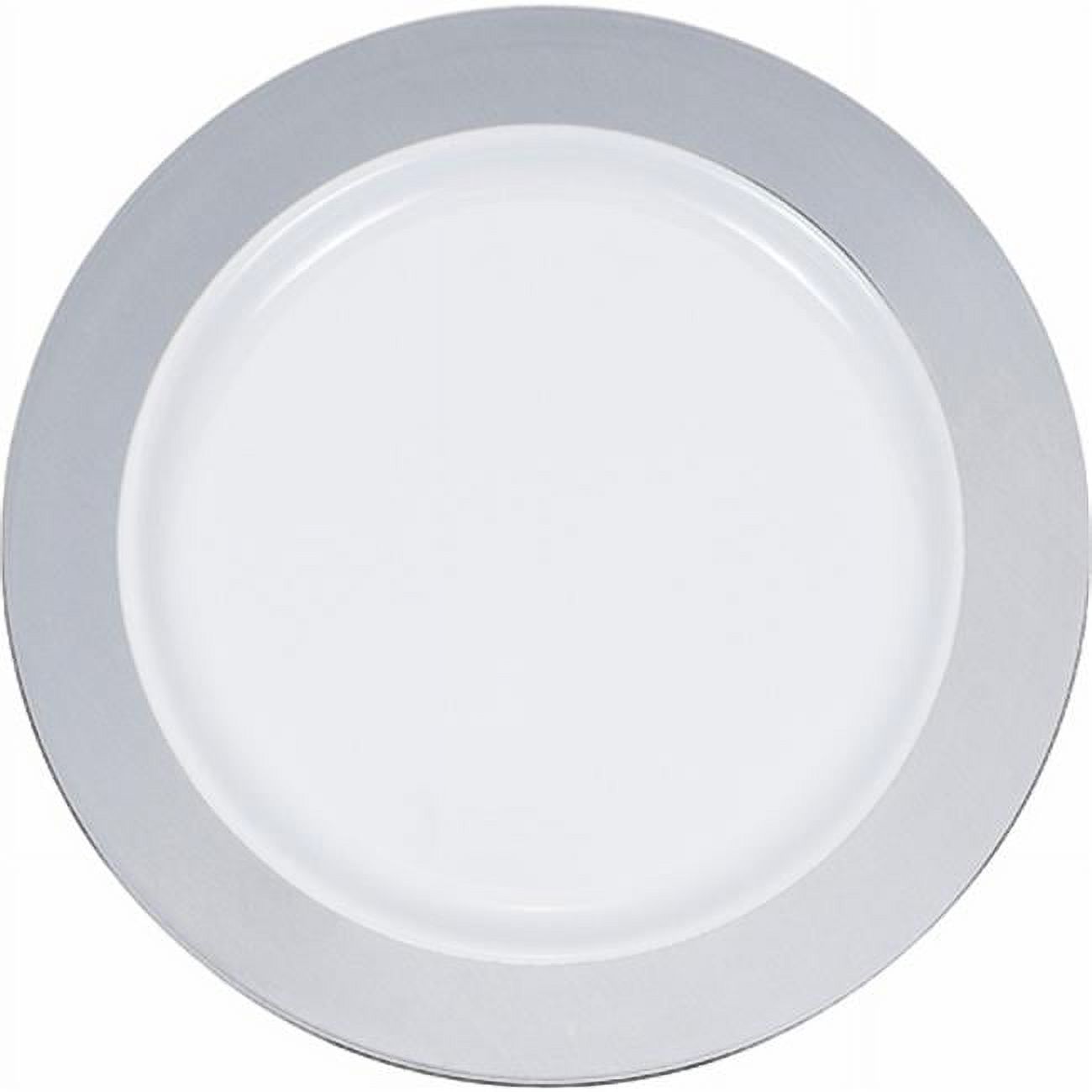 9 in. Silver Rim Plastic Dinner Plates - 120 Count