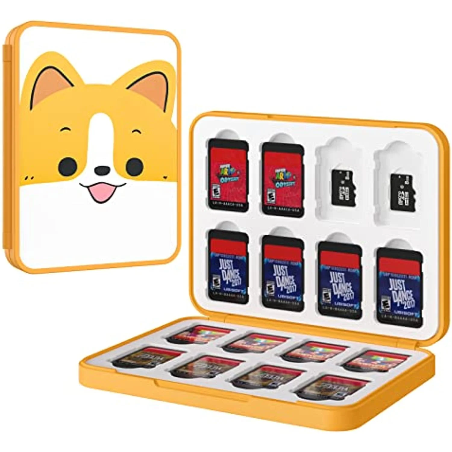 MoKo 16 Game Card Case Compatible with Nintendo Switch/Switch Lite/Switch OLED 2021, Switch Games Holder case for SD Card&Switch Game Card, Switch Game Card Holder Cartridge Storage Box, Orange Dog