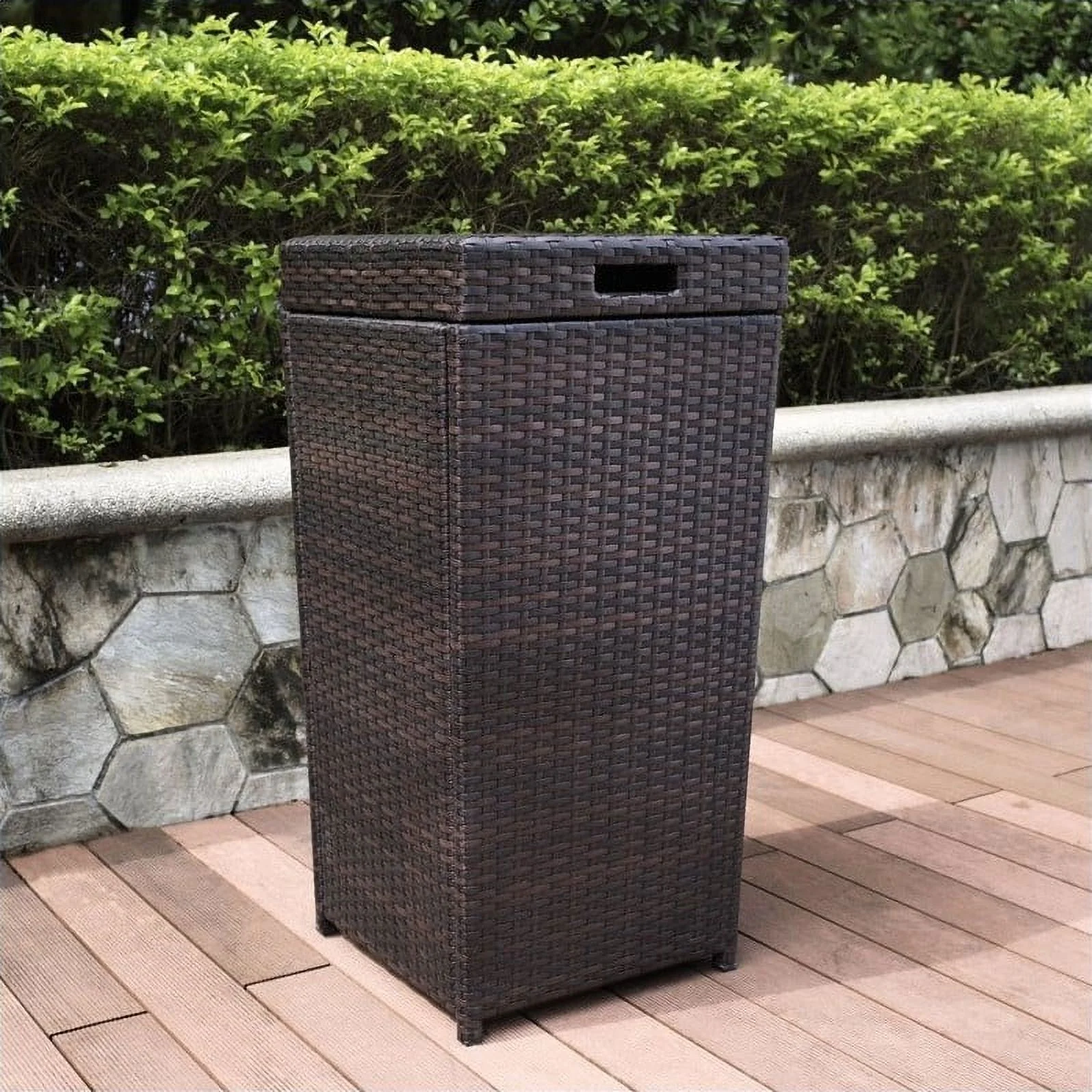 Crosley CO7301-BR Palm Harbor Outdoor Wicker Trash Bin