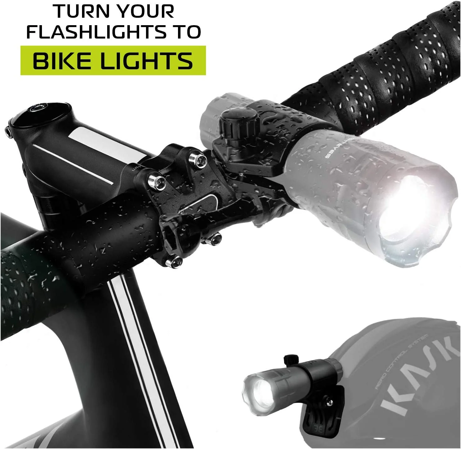 - Compatible GoPro Mount for All FLASHLIGHTS You own from 1 to 1-1/2 Wide, Also for Our 300 Lumen Bike