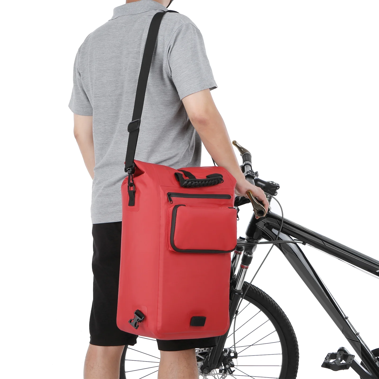Tomshoo 3-in-1 Waterproof Bike Pannier Rear Rack Bag Shoulder Bag Outdoor Cycling Commuting Bag Pack with Laptop Compartment